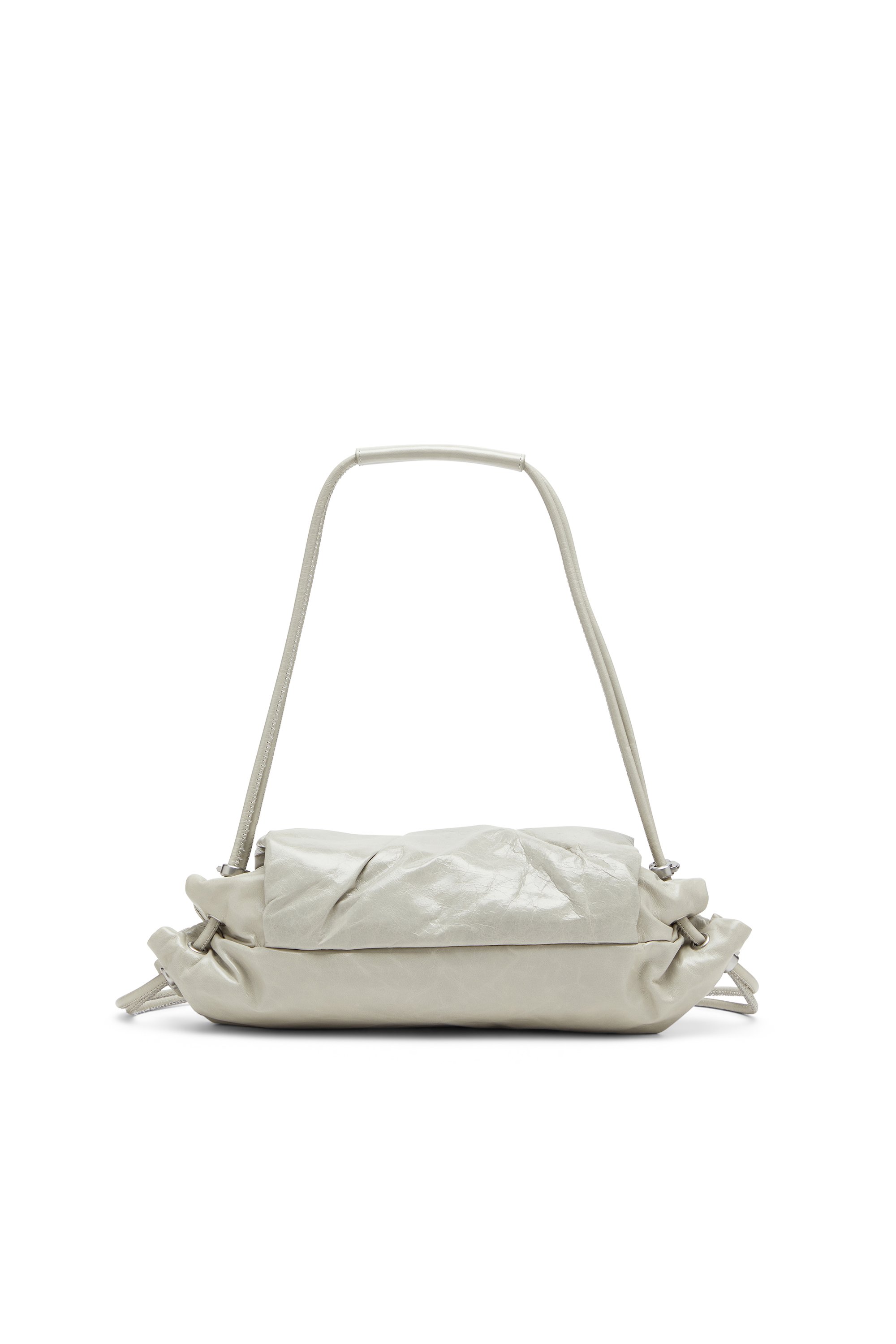 Diesel - SCRUNCH-D SHOULDER S, Woman's Scrunch-D S-Shoulder bag in scrunched leather in White - 2