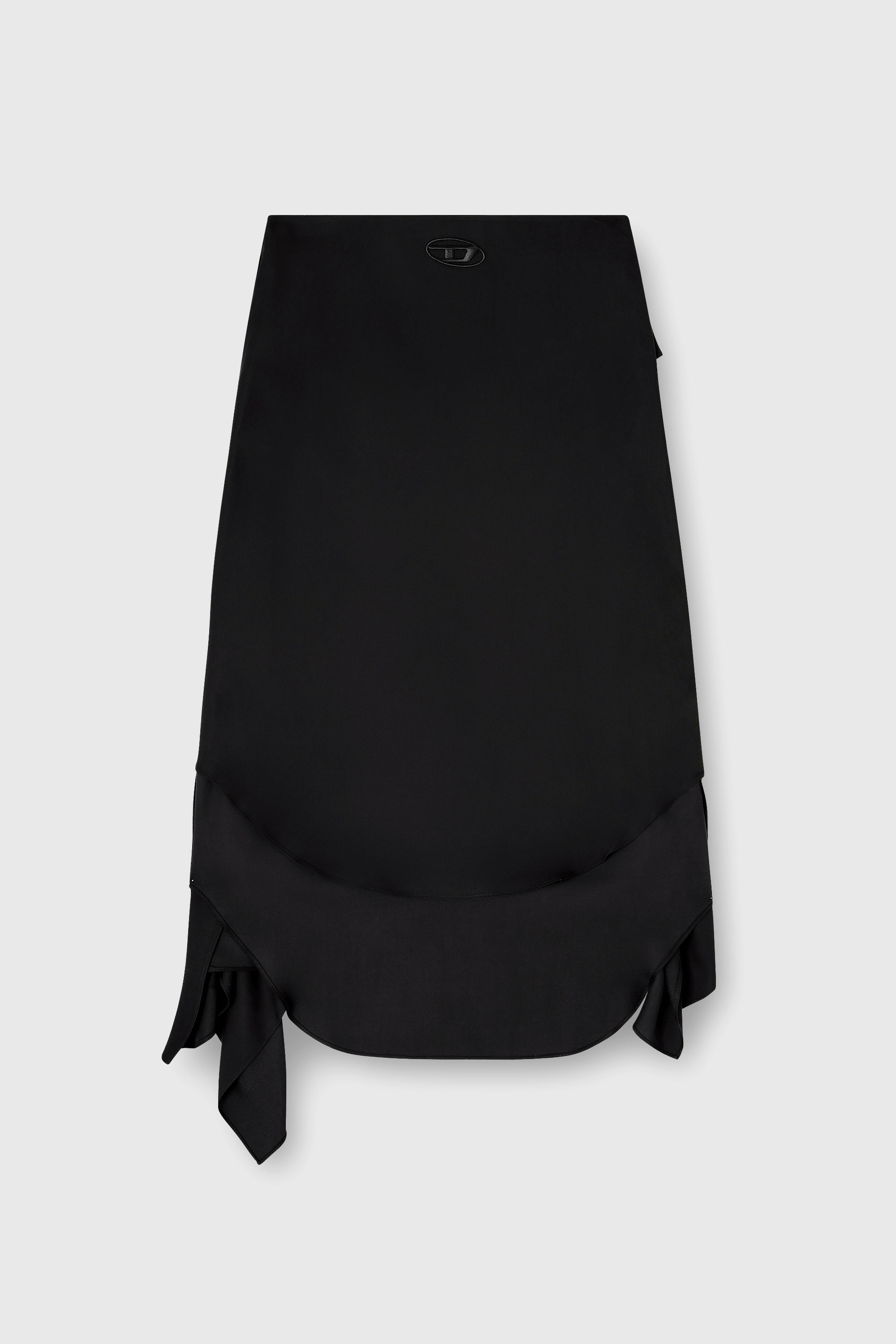 Diesel - O-TALI, Woman's Skirt in fluid cupro with front knot in Black - 2