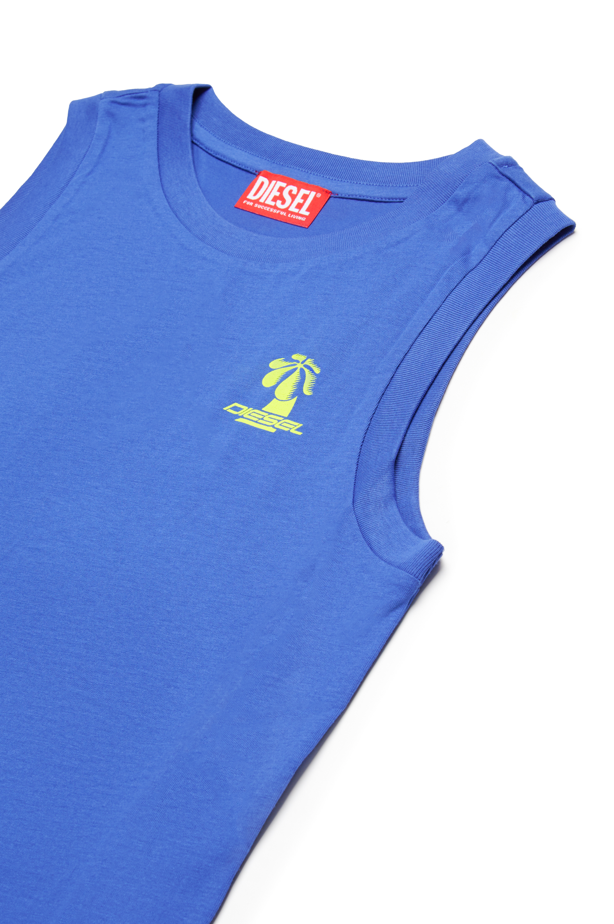 Diesel - MTDENP, Herren Tanktop mit neonfarbenem Palmen-Logo in Blau - 3