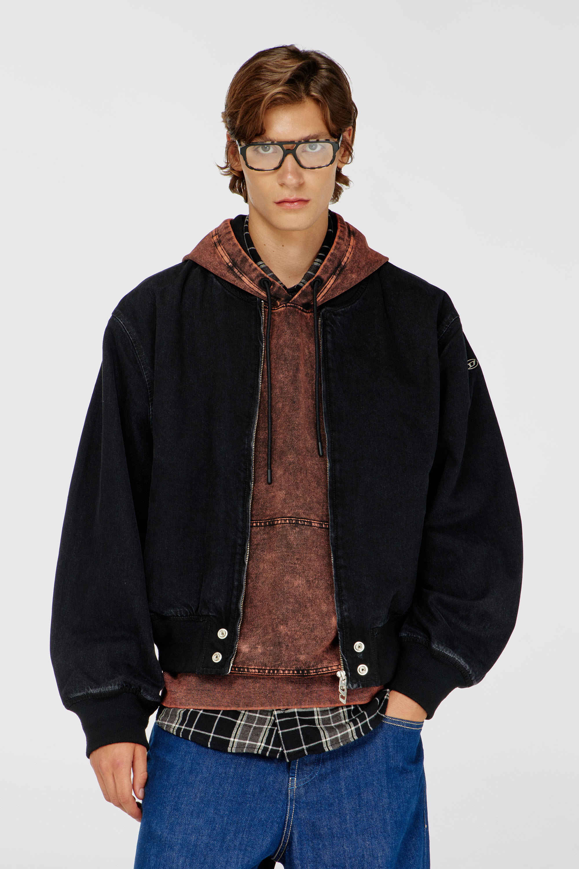 Diesel - D-GUZ, Unisex Bomberjacke aus Denim in Schwarz - 3