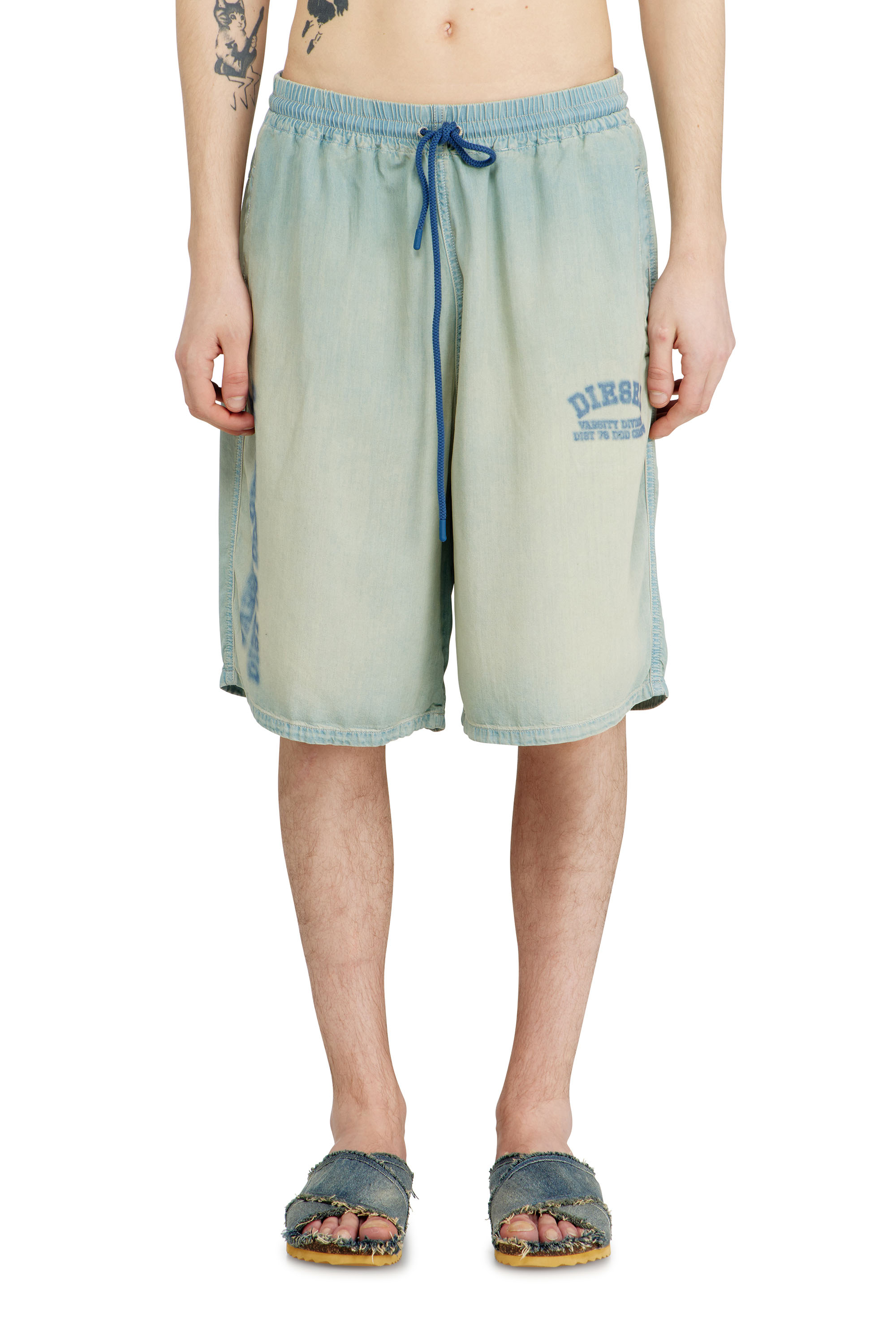 Diesel - D-ENIMOS-SHORT-S2, Unisex Shorts aus flie&szlig;endem Denim mit Schmutzeffekt in null - 1