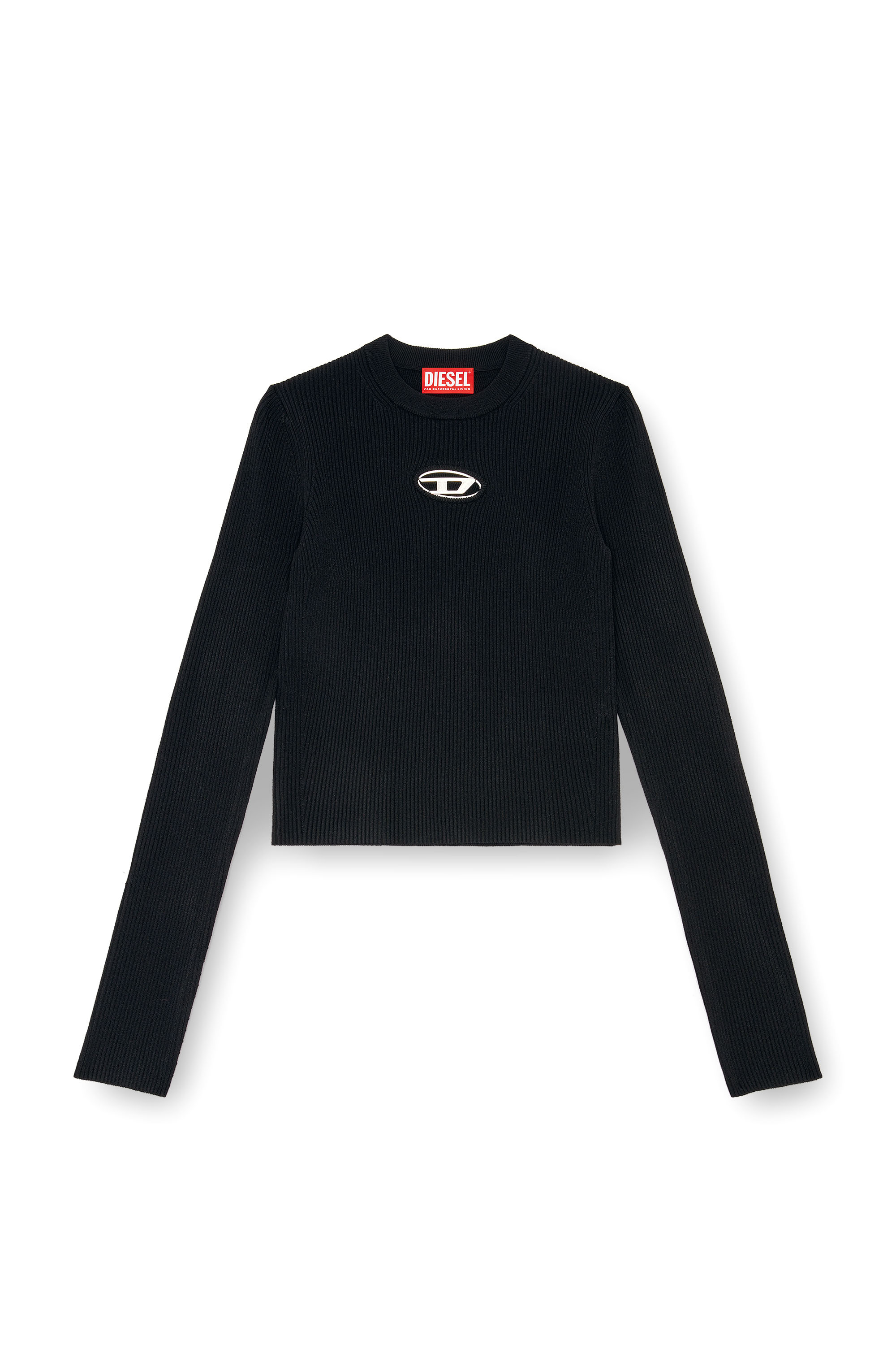 Diesel - M-VALARI, Damen Rippstrick-Top aus einer Viskosemischung mit Oval D in Schwarz - 2