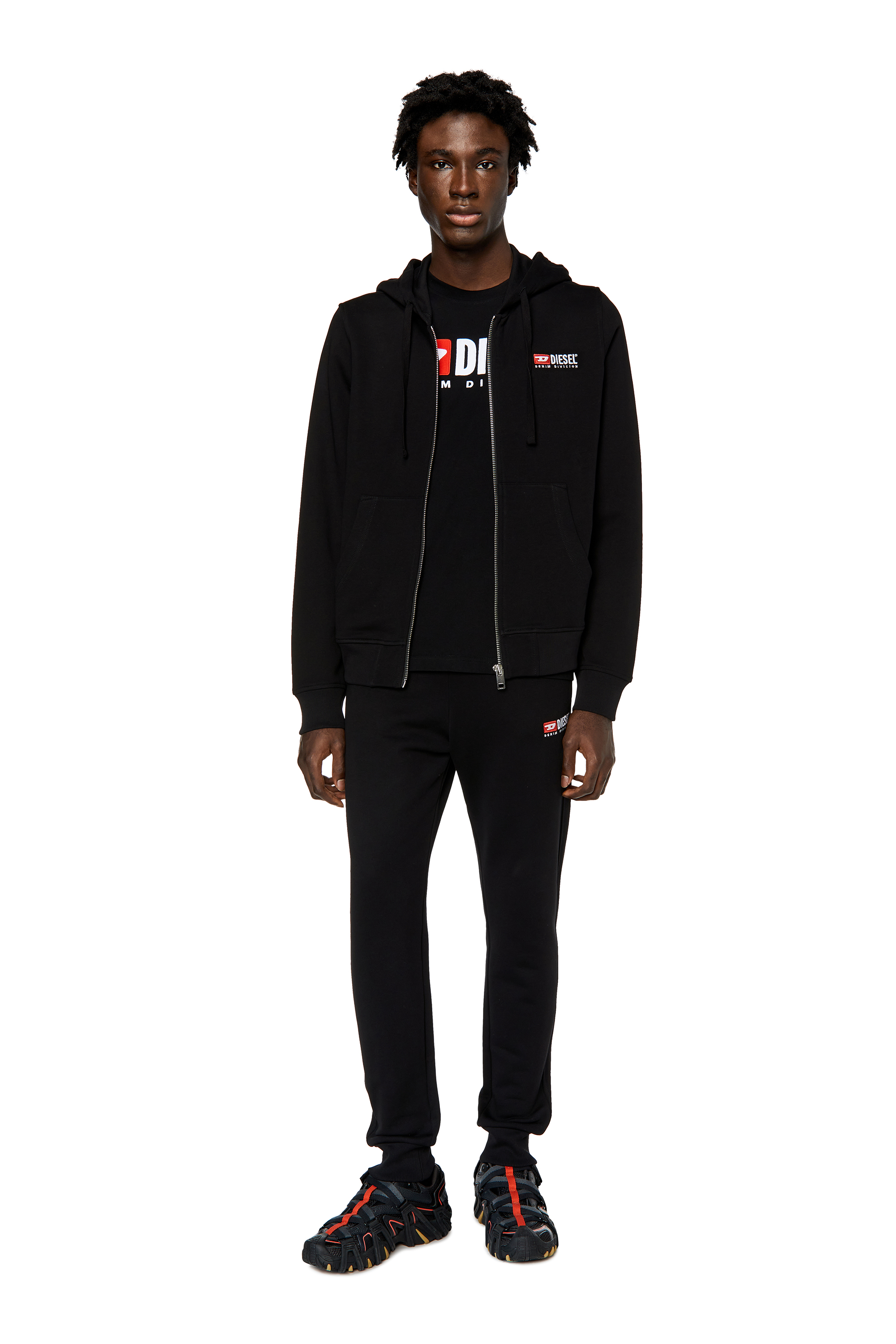 Diesel - S-GINN-HOOD-ZIP-DIV, Man Zip-up hoodie with logo embroidery in Black - Image 2