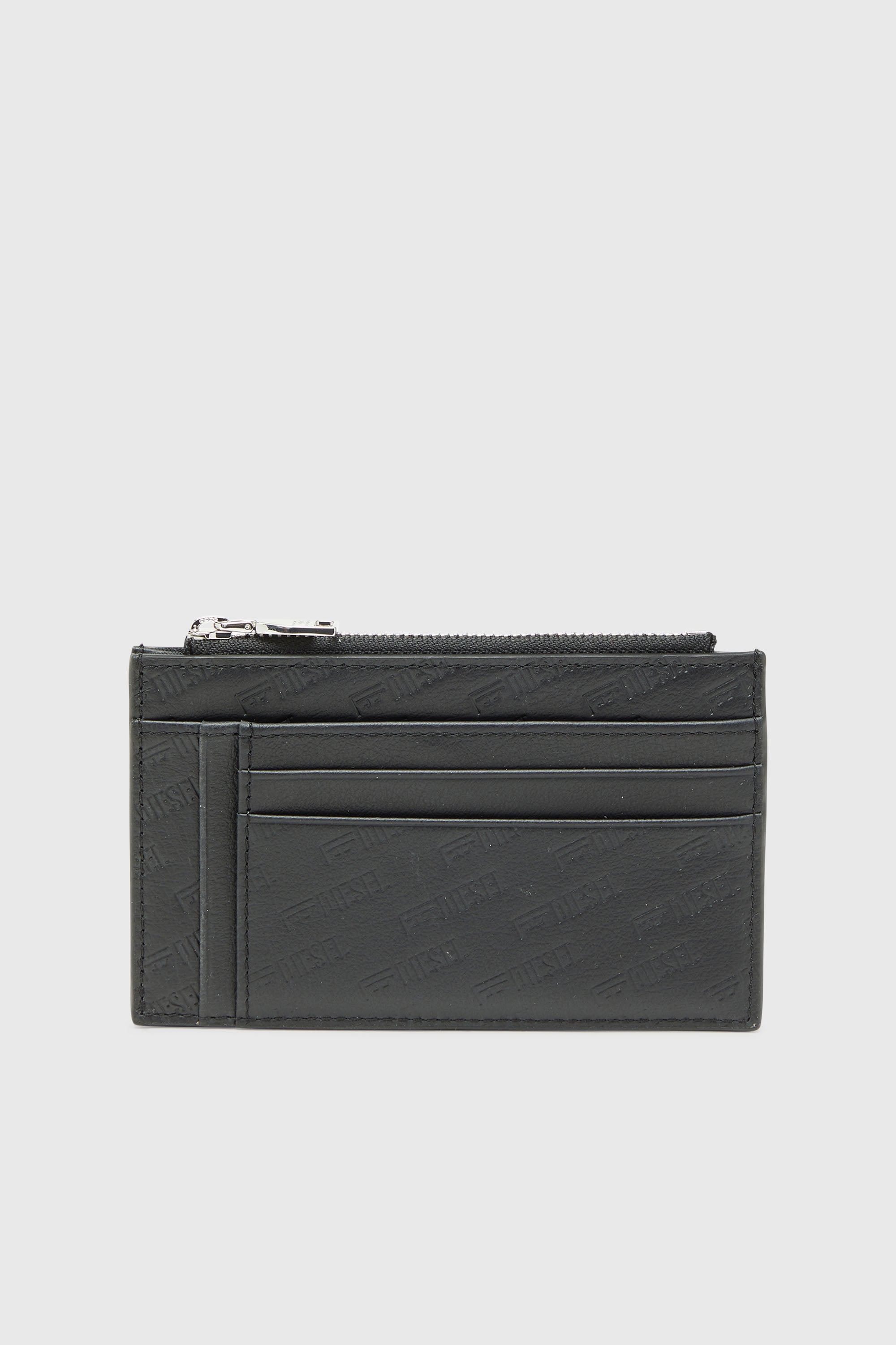 Diesel - MONOGRAM CARD CASE VI, Herren Gepr&auml;gter Kartenhalter aus Leder mit zip-fach in Schwarz - 1