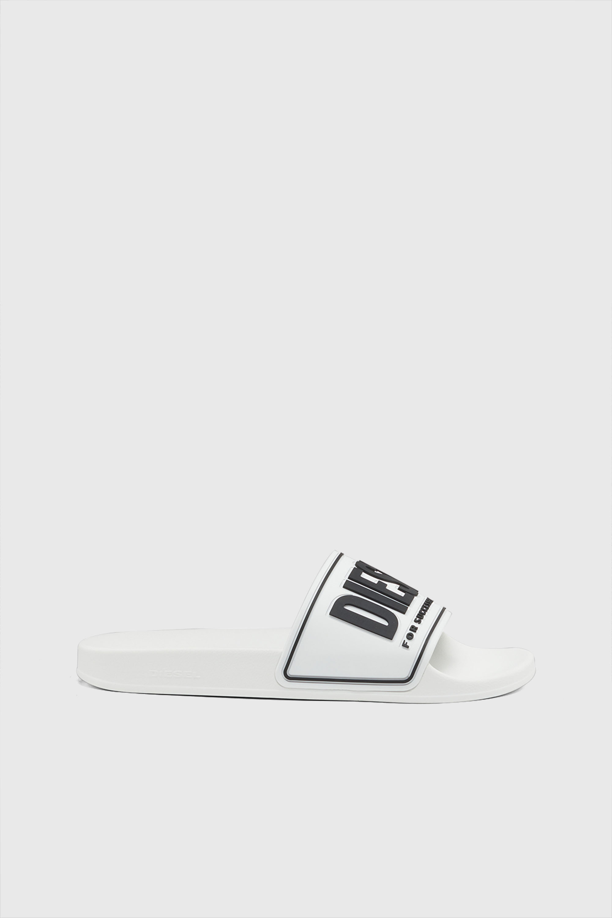 Diesel - SA-MAYEMI CC, Herren Sa-Mayemi-Badeschlappen mit 3D-Logo in Weiss/Schwarz - 1