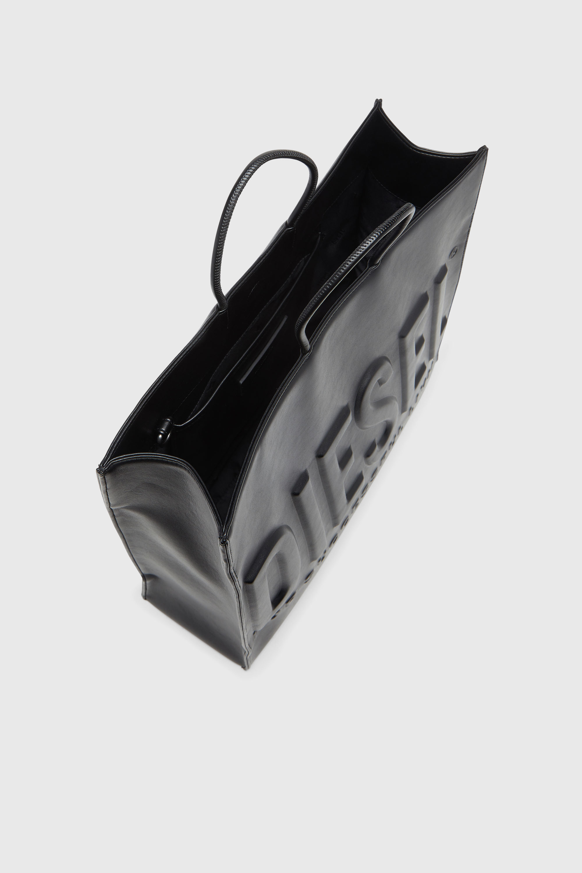 Diesel - DSL 3D SHOPPER EW X, Unisex Dsl 3D-Einkaufstasche aus weichem PU mit gepr&auml;gtem Logo in Schwarz - 4