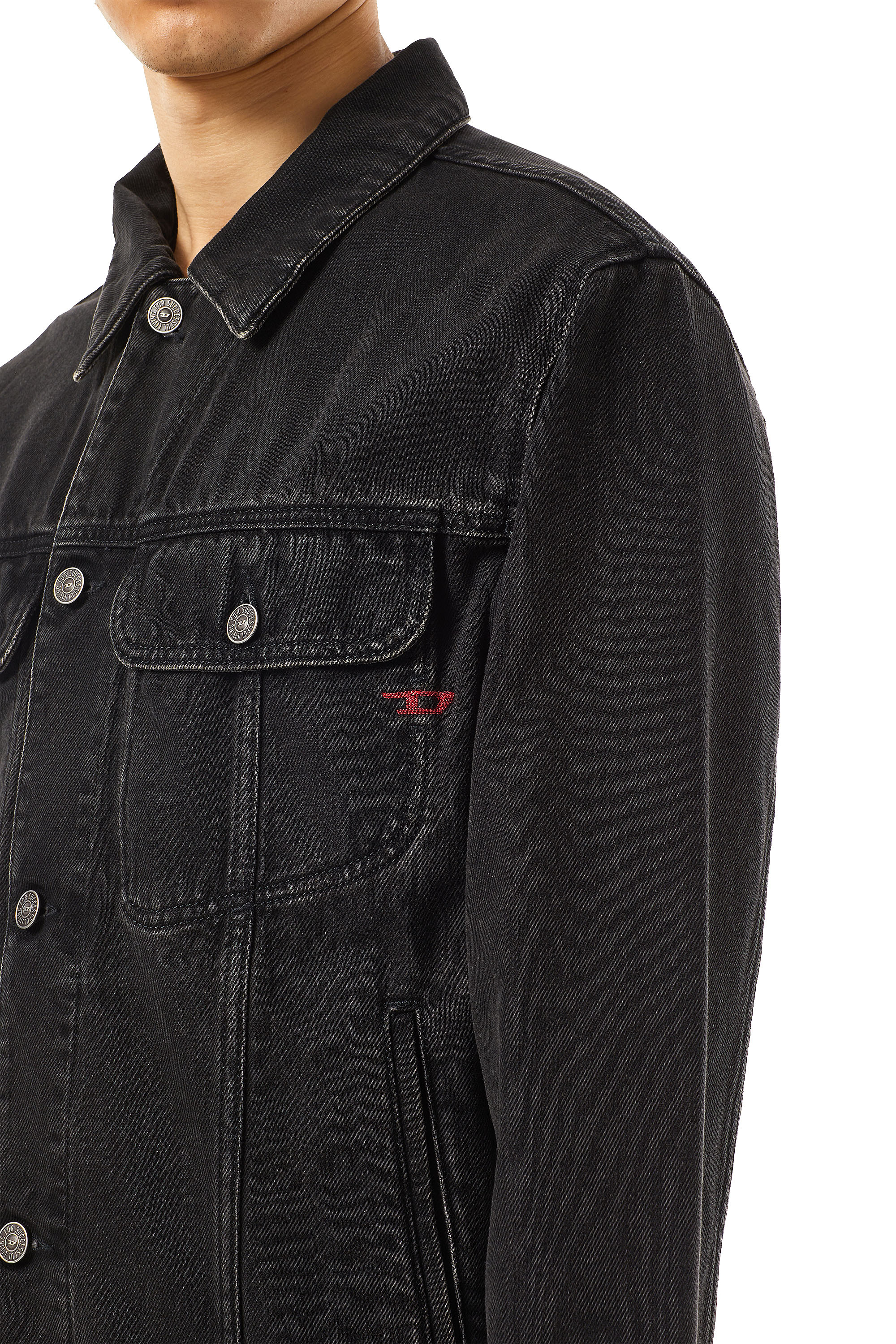 Diesel - D-BARCY TRUCKER JACKET, Schwarz/Dunkelgrau - Image 5