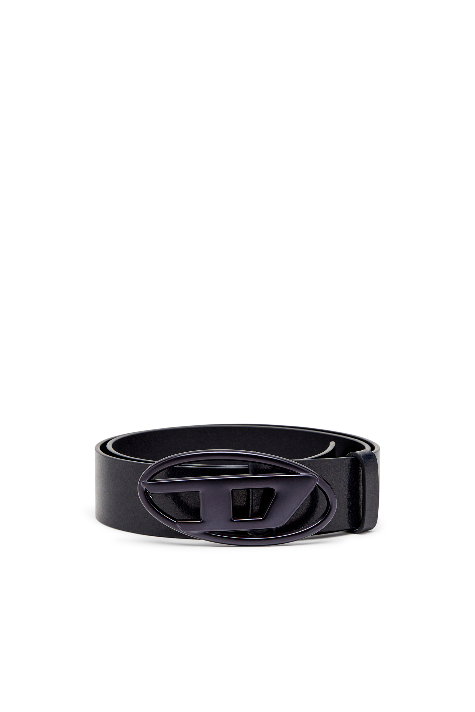 Diesel - B-1DR, Unisex Leather belt with metallic Oval D buckle in Dunkelblau - 1