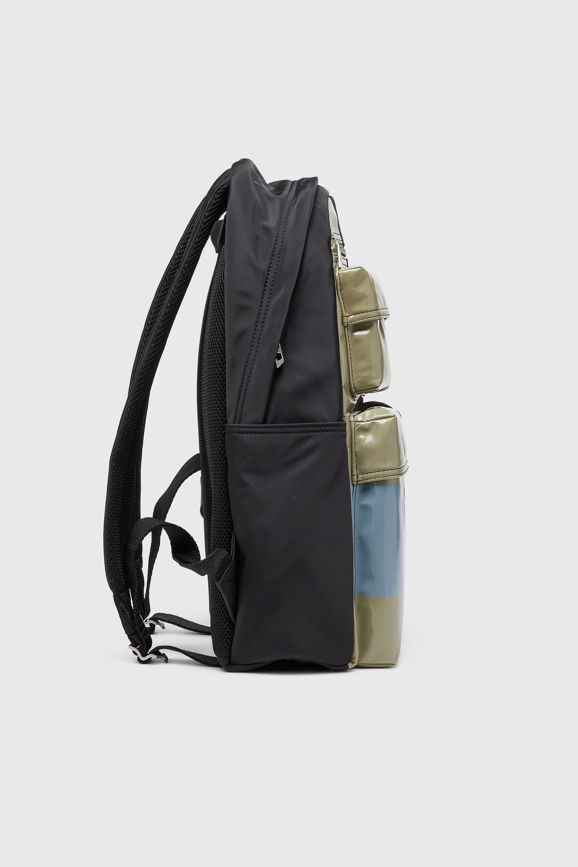 Diesel - MULTI-PKTS BACKPACK X, Unisex Multi-Pkts - Color-block Rucksack mit mehreren Taschen in Schwarz/Gr&uuml;n - 4