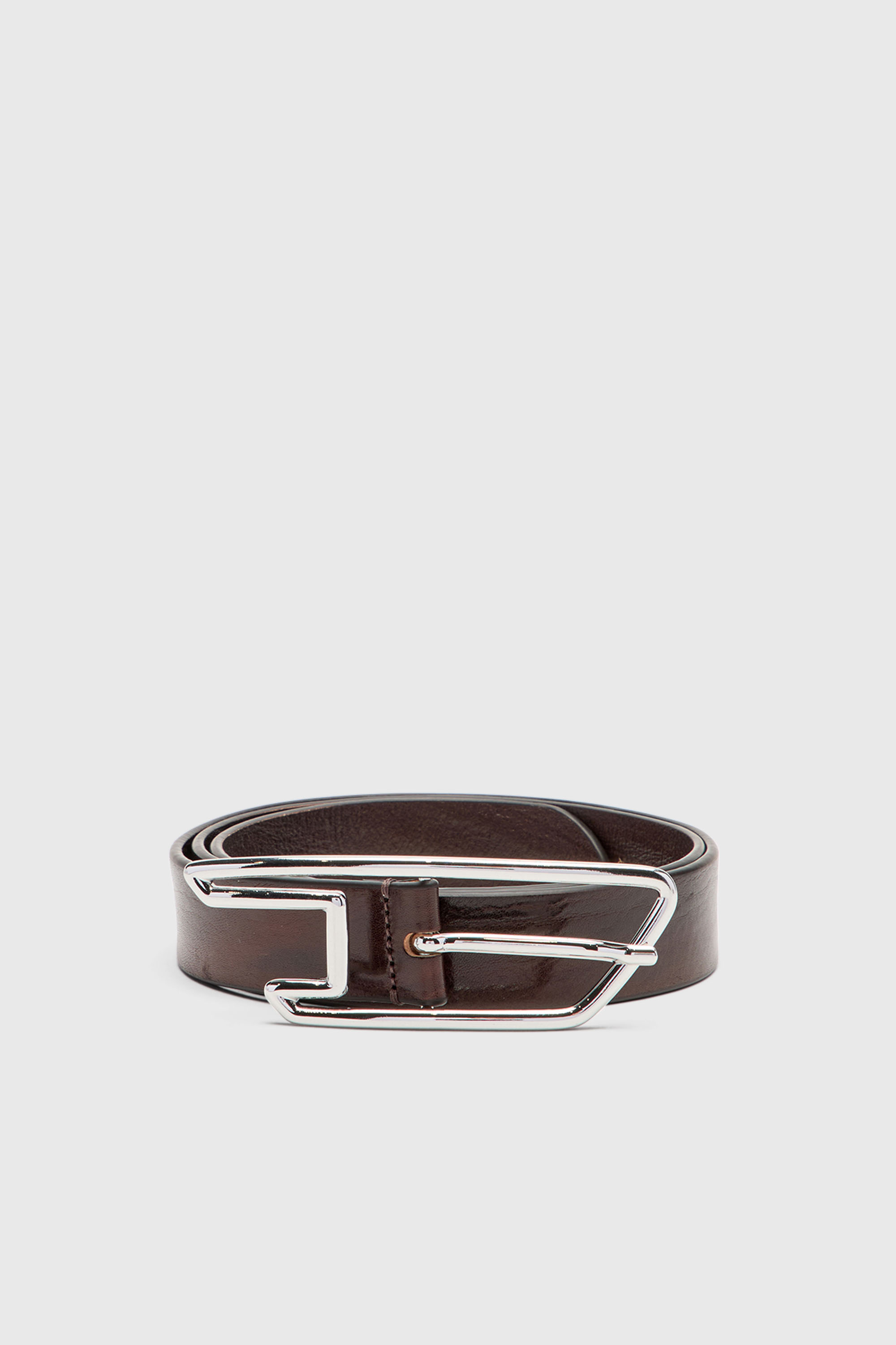 Diesel - B-D LINE 30, Unisex 3 cm breiter G&uuml;rtel aus gewachstem Leder mit D-Logo-Schnalle in Braun - 1