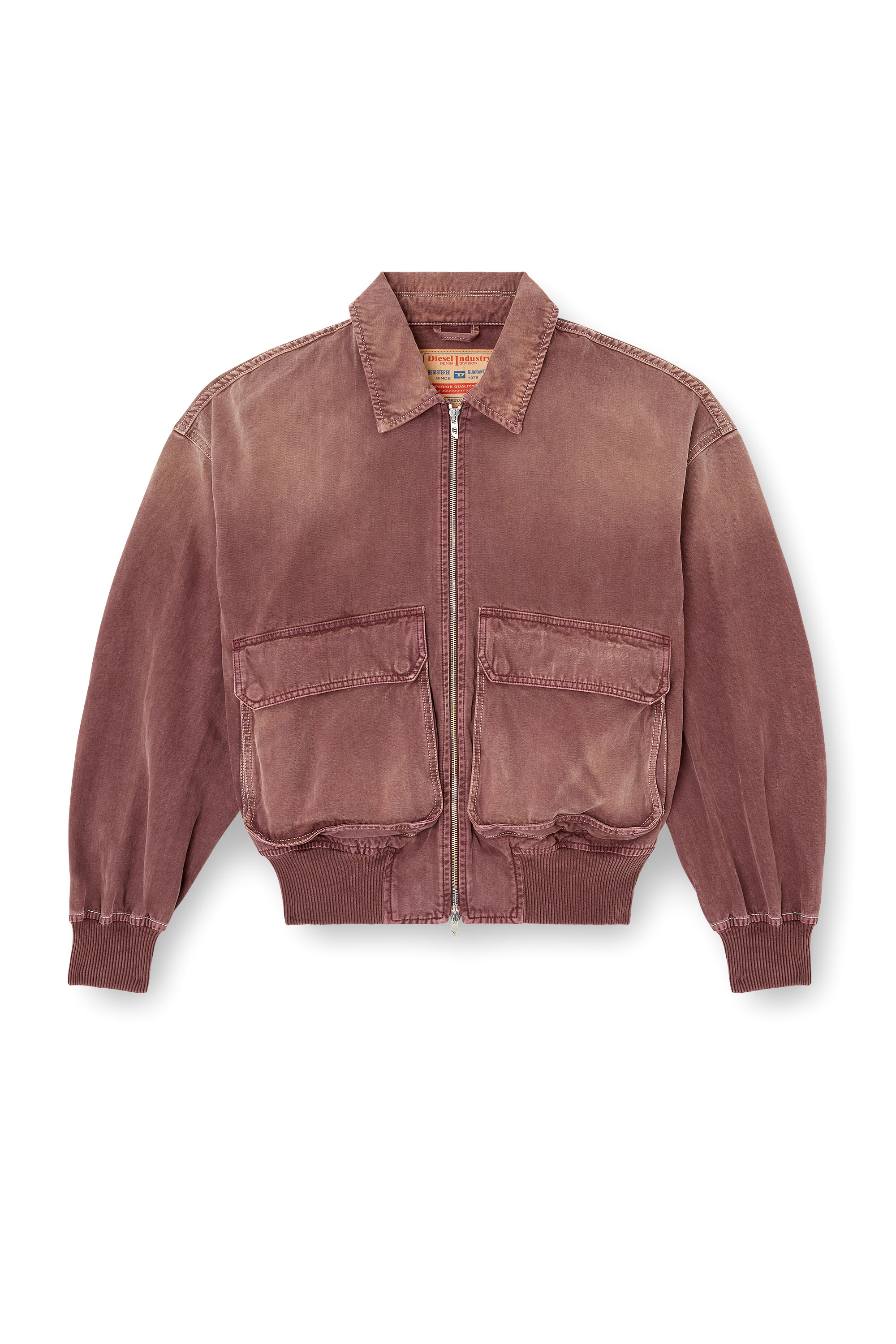 Diesel - D-KURZ, Unisex Jacke aus farbigem Fischgräten-Denim in Braun - 3