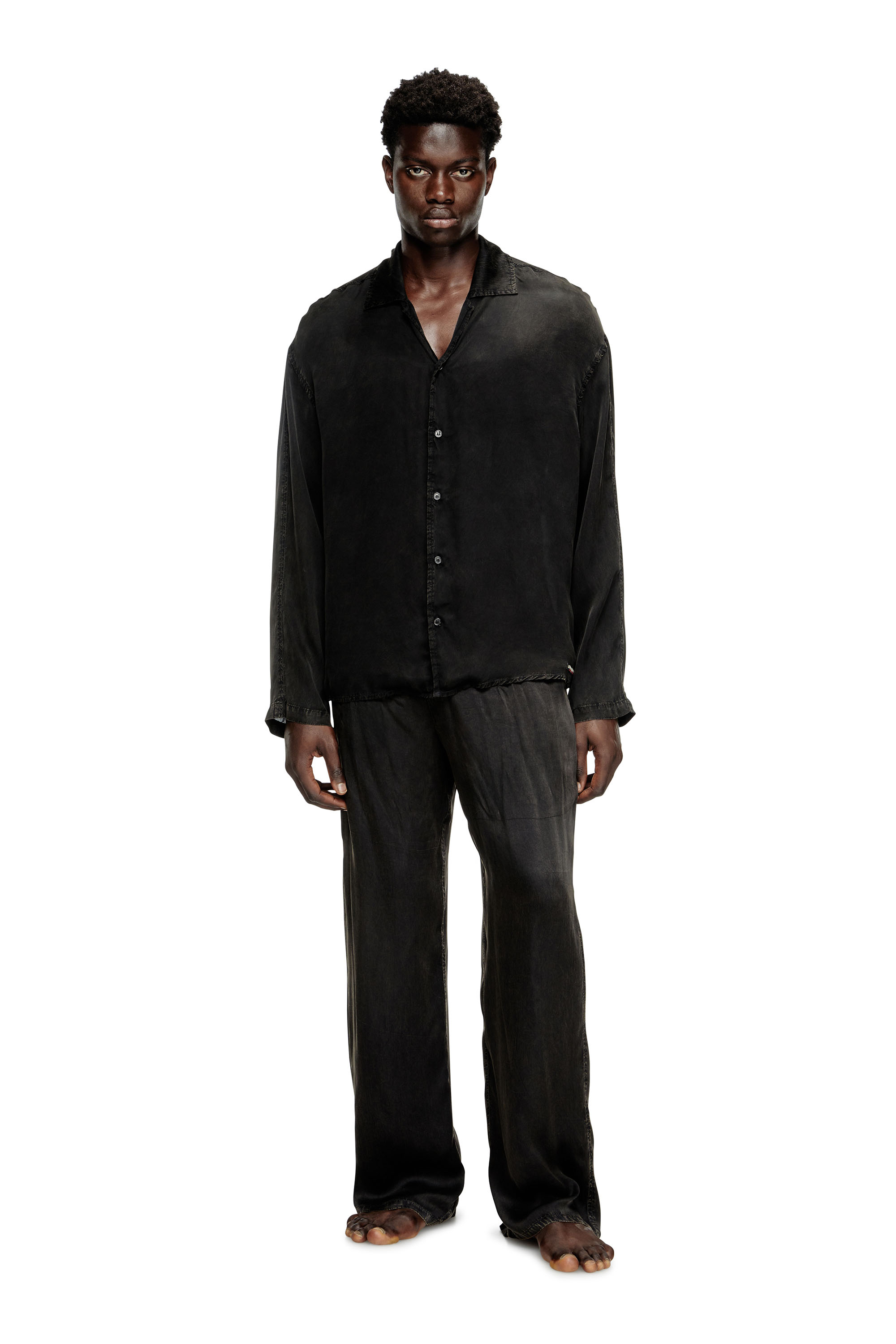 Diesel - SET-KEITH-DNM, Unisex Fließende Pyjamas mit Denim-Effekt in Schwarz - 2