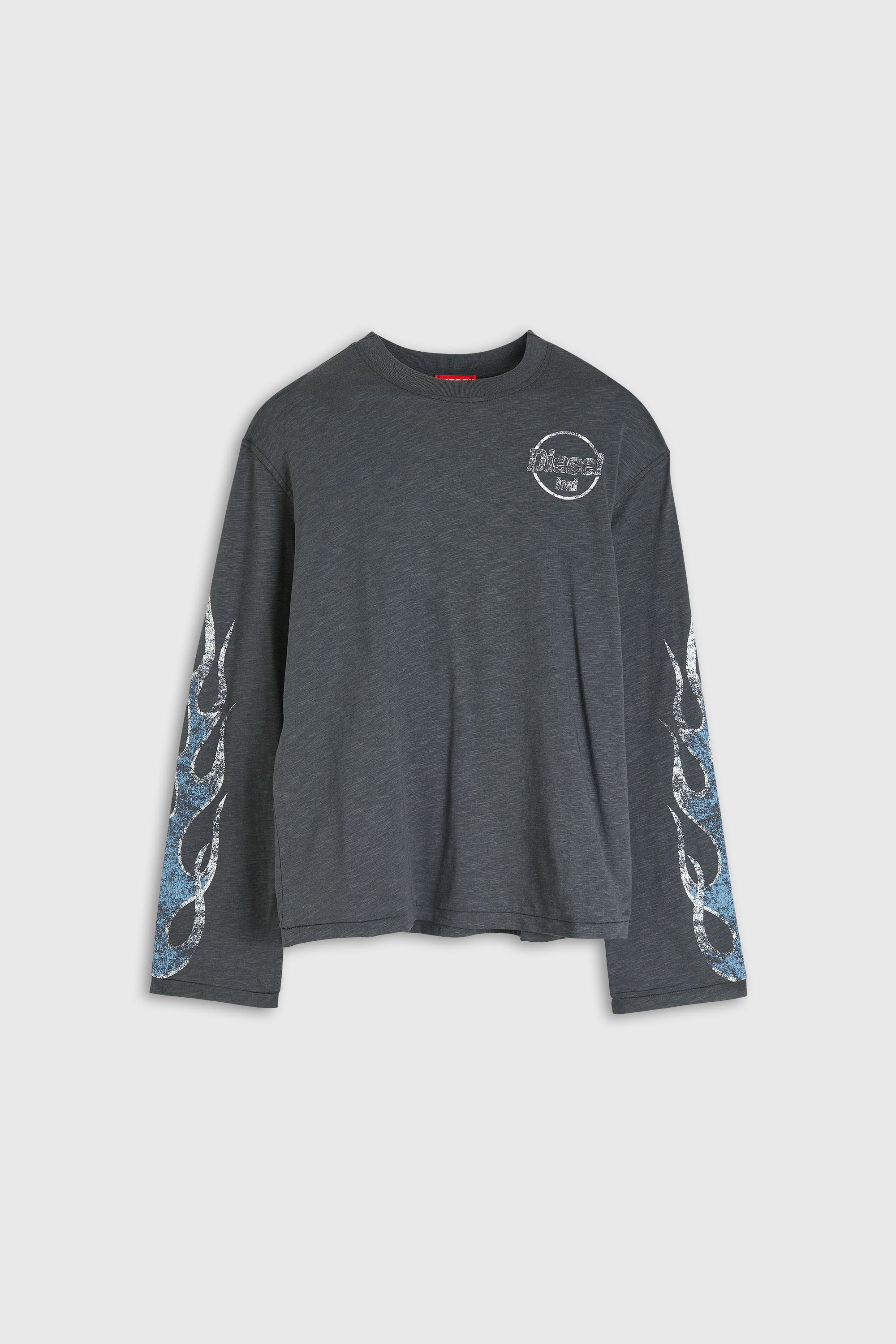 Diesel - T-HILARY-LS-B3, Damen Langarm-T-Shirt aus Slub-Jersey mit crack print in Dunkelgrau - 2