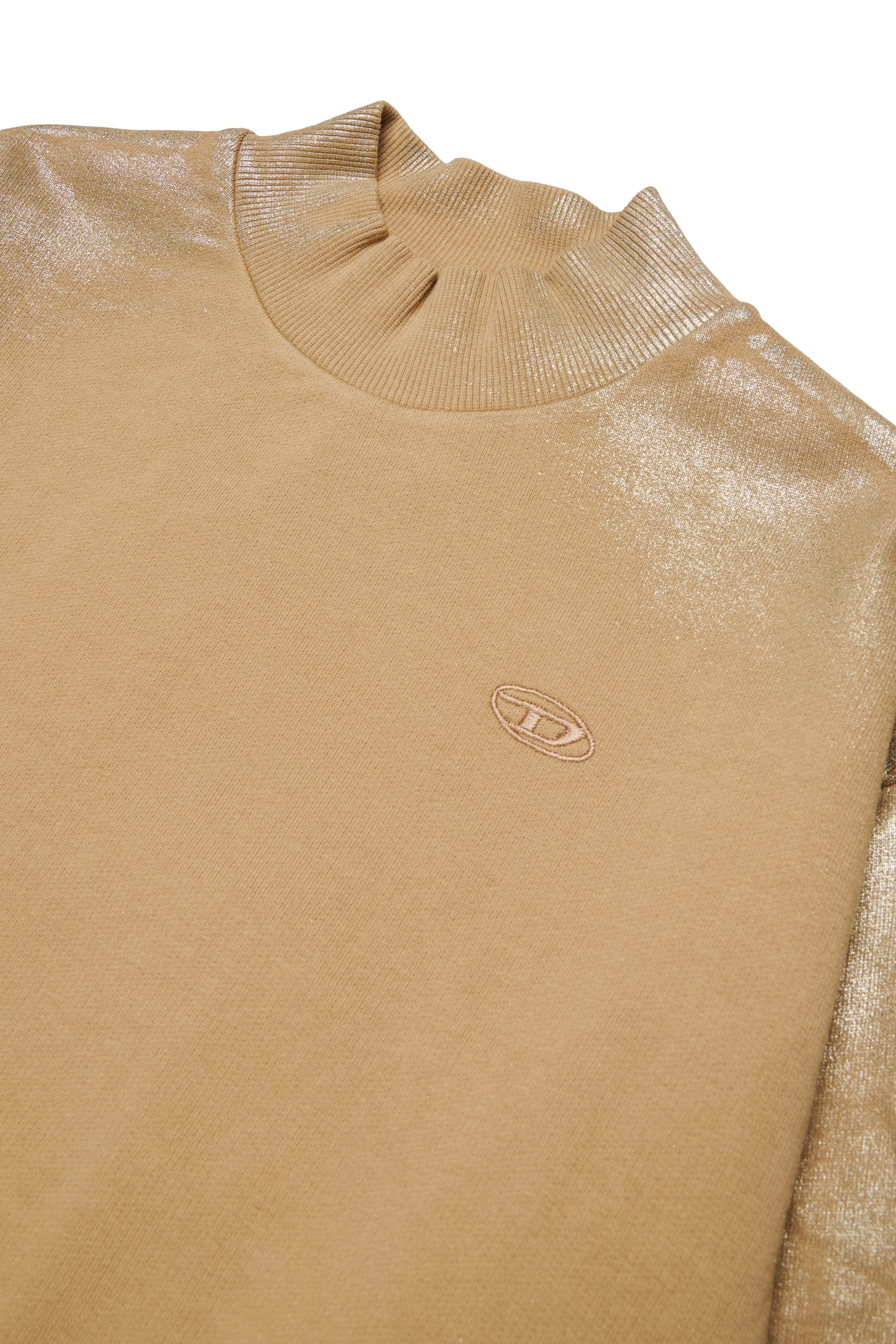 Diesel - SFALEXNS1, Damen Sweatshirt mit &Auml;rmeln in Metallic-Optik in Braun - 3