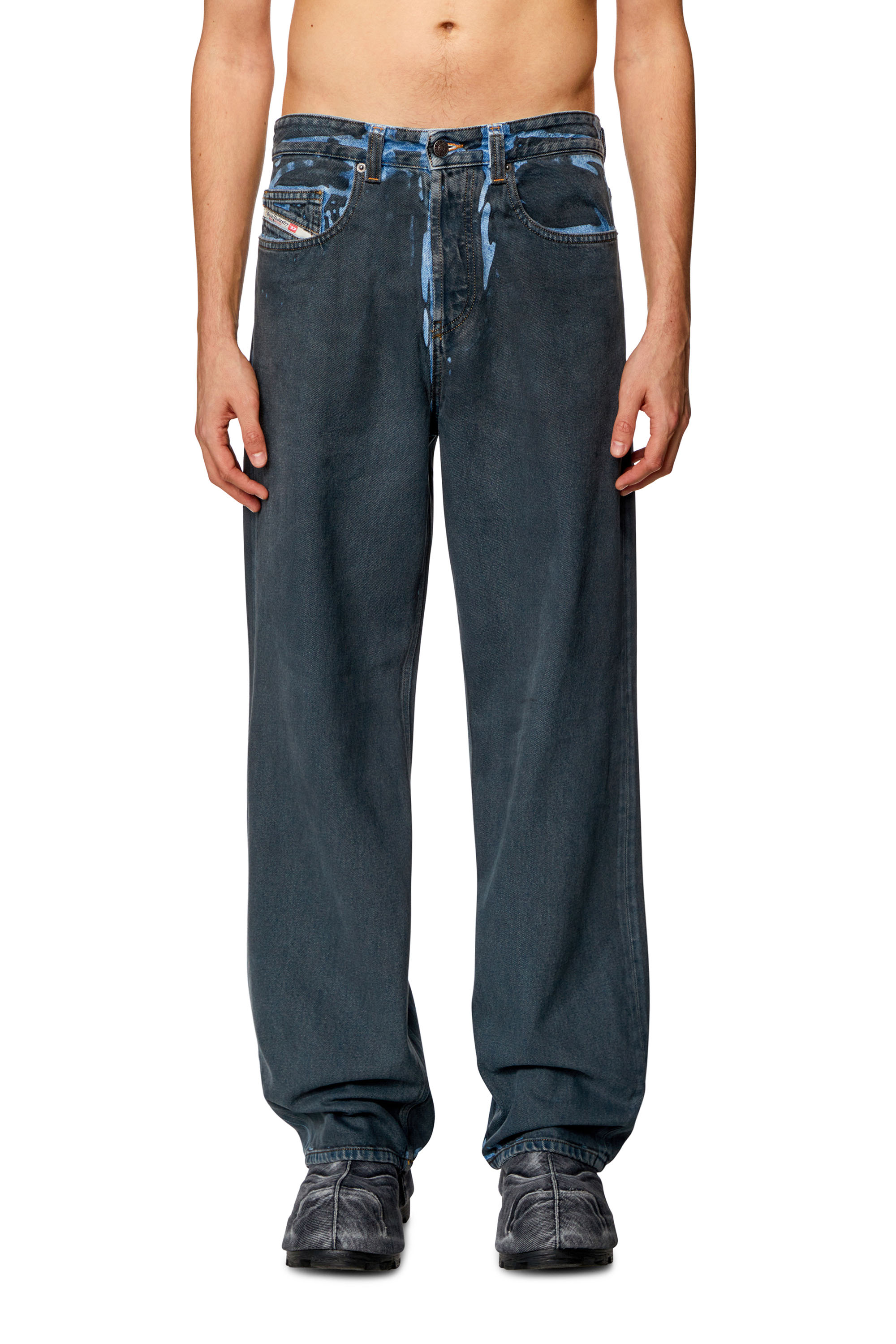 Diesel - Man Straight Jeans 2001 D-Macro 09I47, Black/Dark grey - Image 2