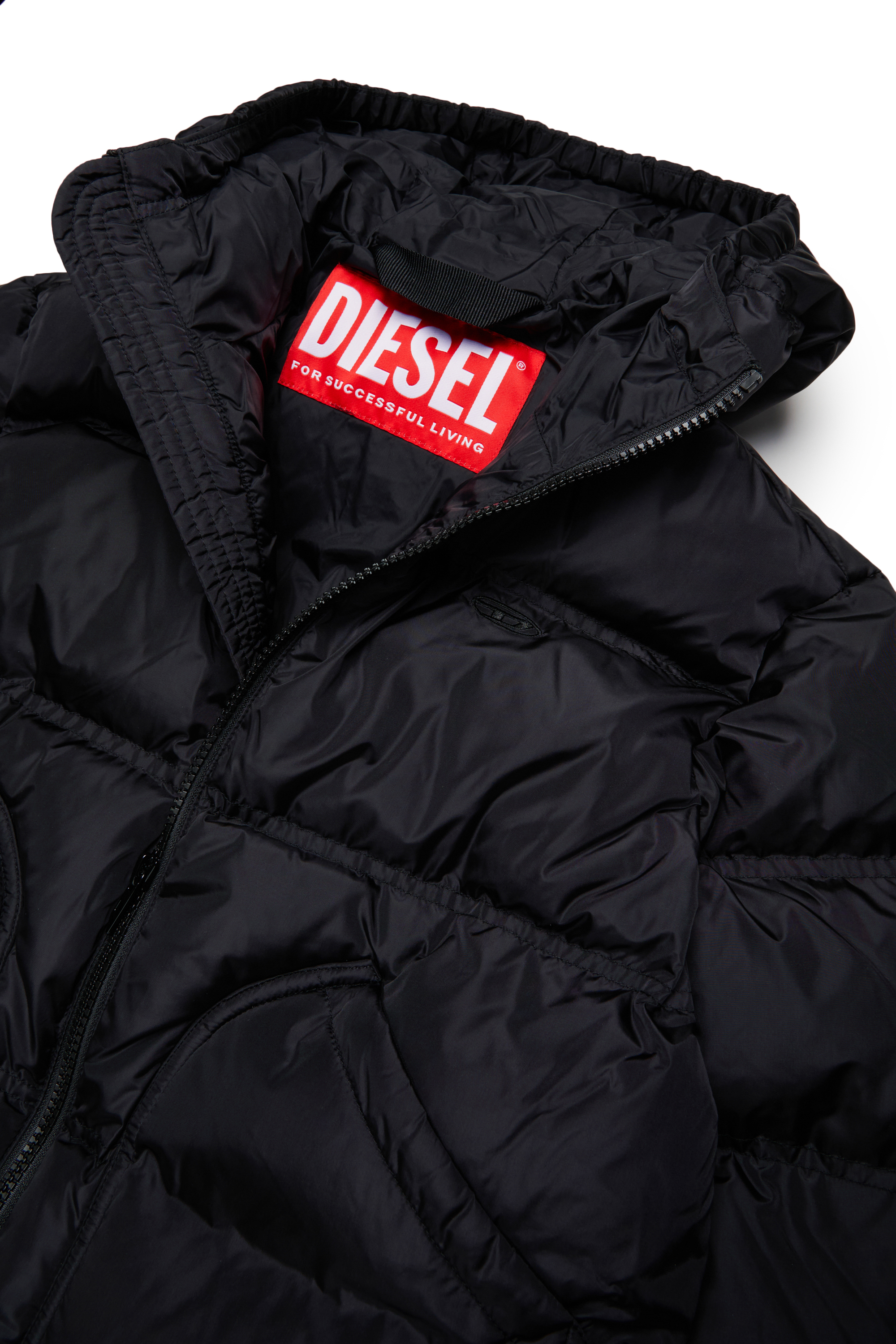 Diesel - JRIVONLONG, Unisex Steppmantel mit oversized Taschen in Schwarz - 3