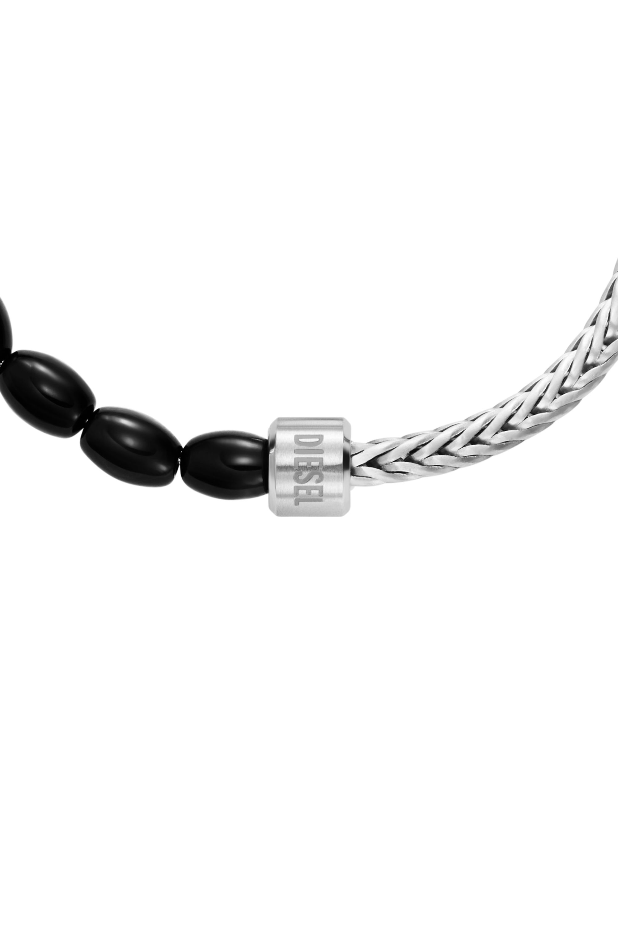 Diesel - DX1714040, Unisex Armband mit schwarzen Achatperlen in Silber/Schwarz - 3
