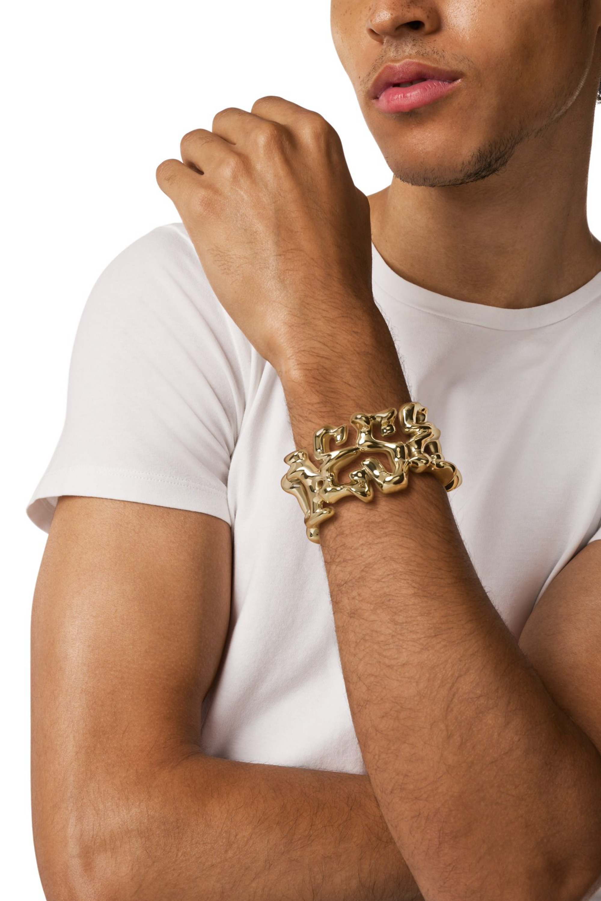 Diesel - DX1660710 JEWELLERY, Unisex Edelstahl-Manschettenarmband in Gold - 4