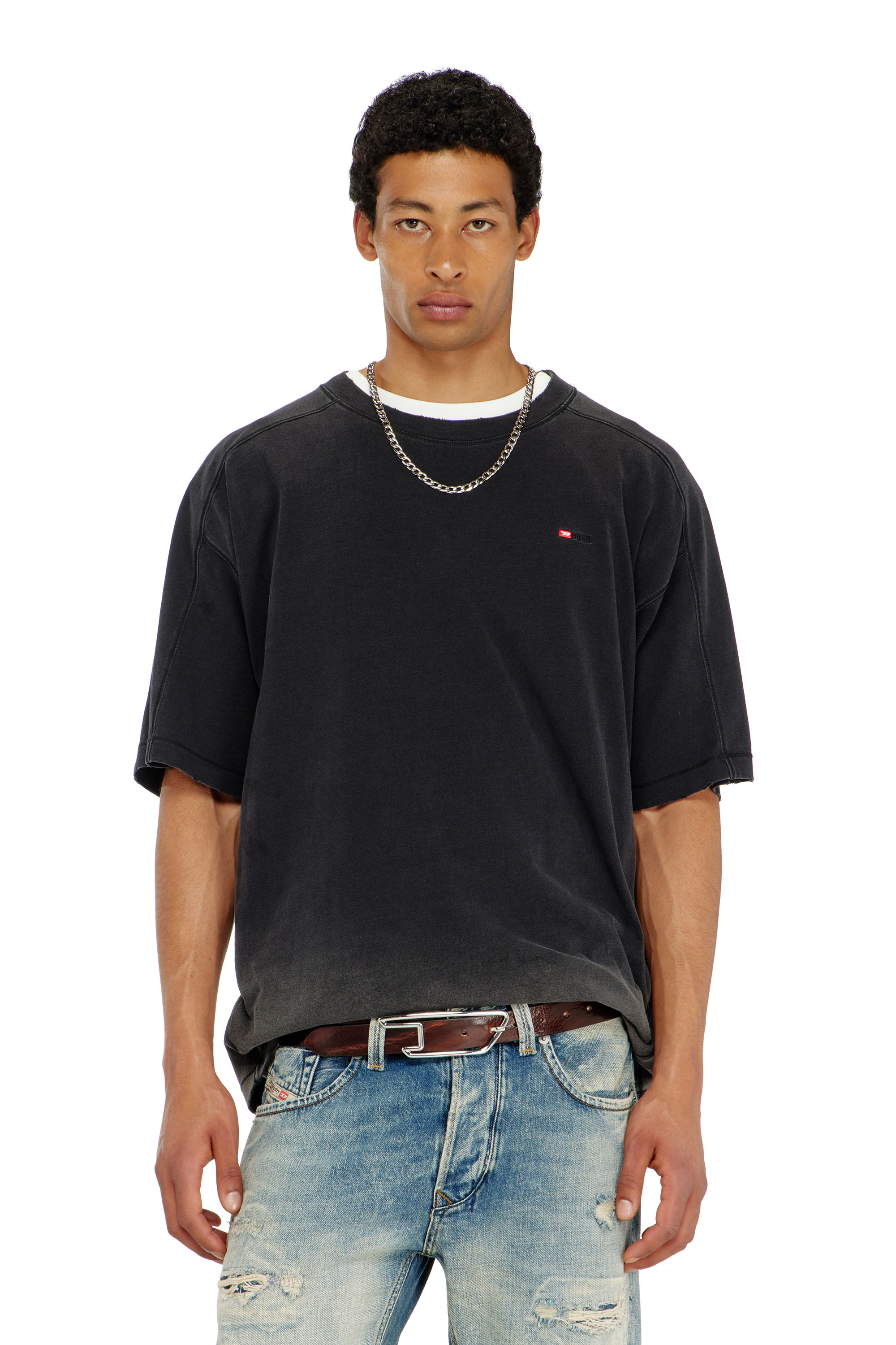 Diesel - T-CROX, Herren Baumwoll-T-Shirt mit Degrad&eacute;-Effekt in null - 3