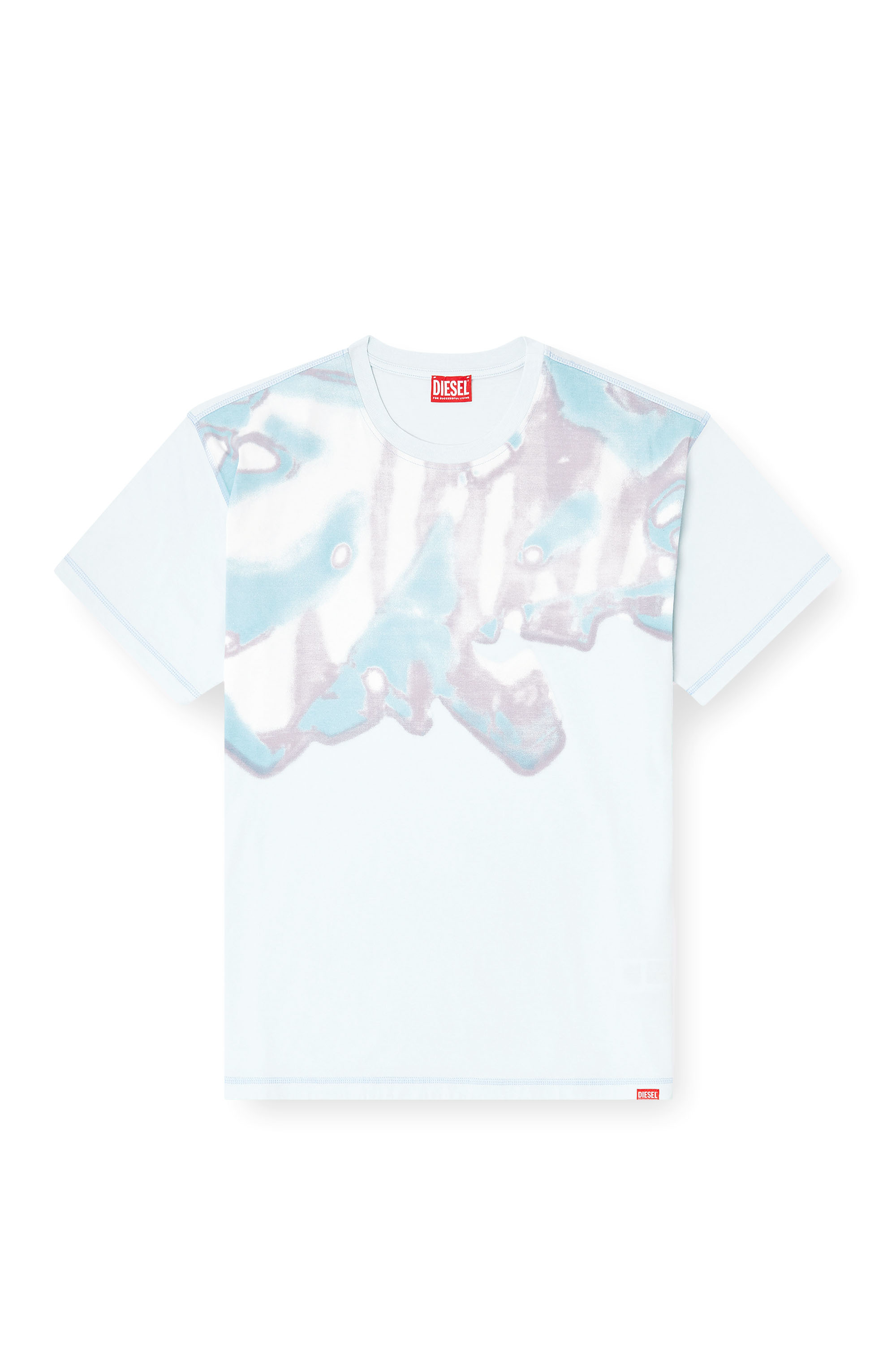 Diesel - T-GASPARD-IHBJ, Herren T-Shirt mit verblasstem Grafik-Print in Hellblau - 2