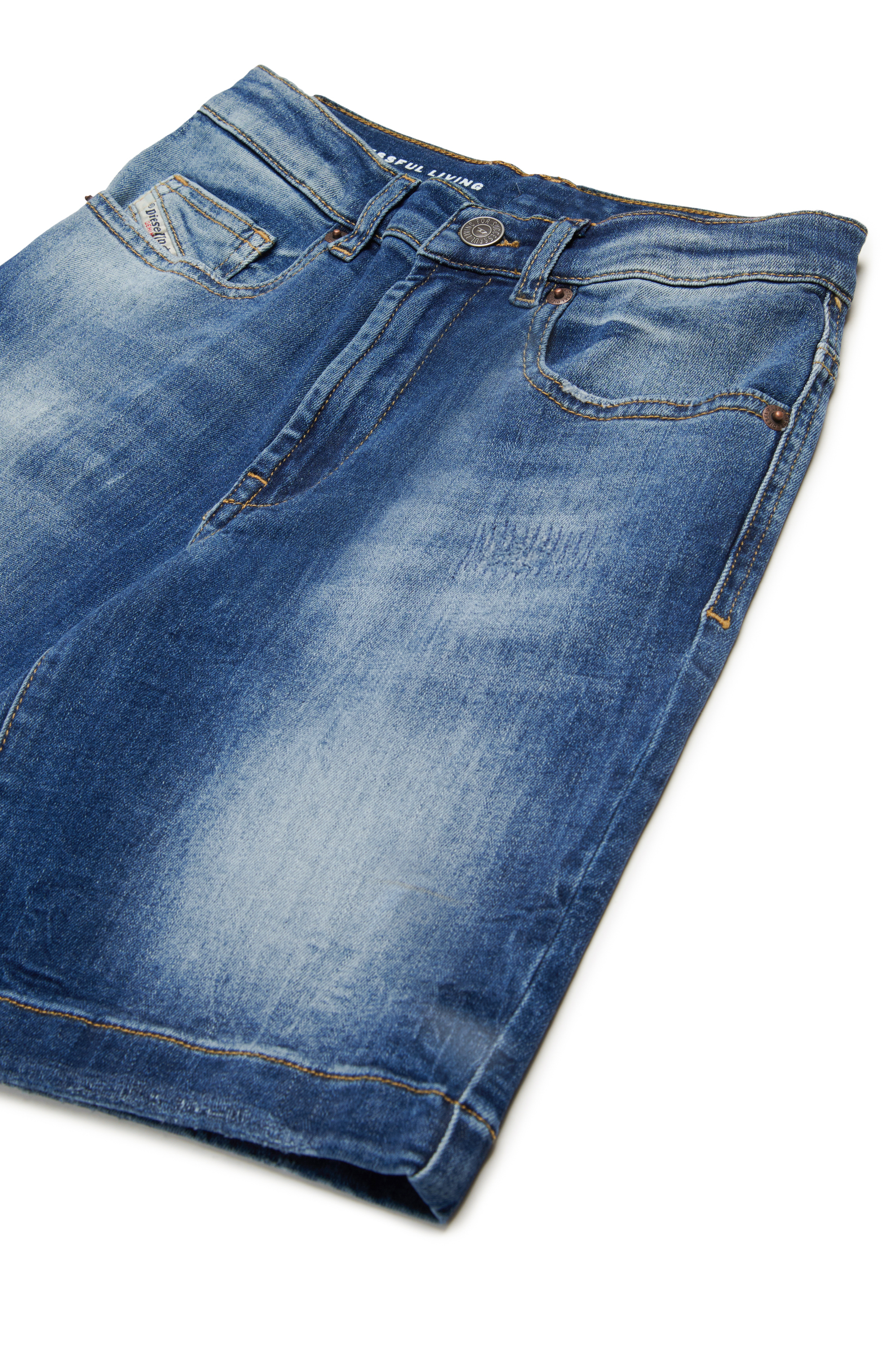 Diesel - D-MACS-SH-J, Herren Bermudashorts aus Rip&Repair-Denim in Dunkelblau - 3