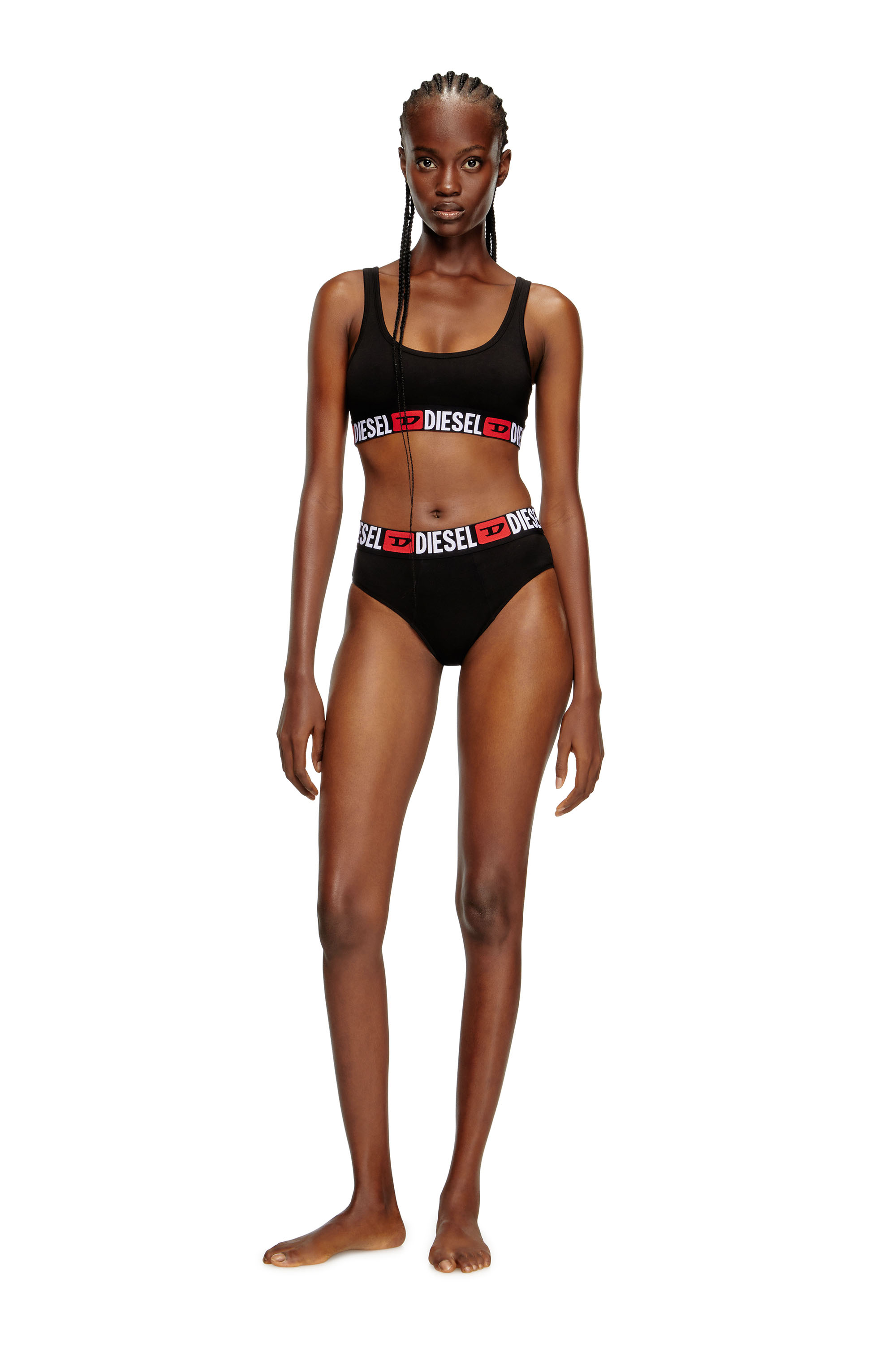 Diesel - UFSB-ORIBA, Damen Bralette mit Logoband in Schwarz - 2