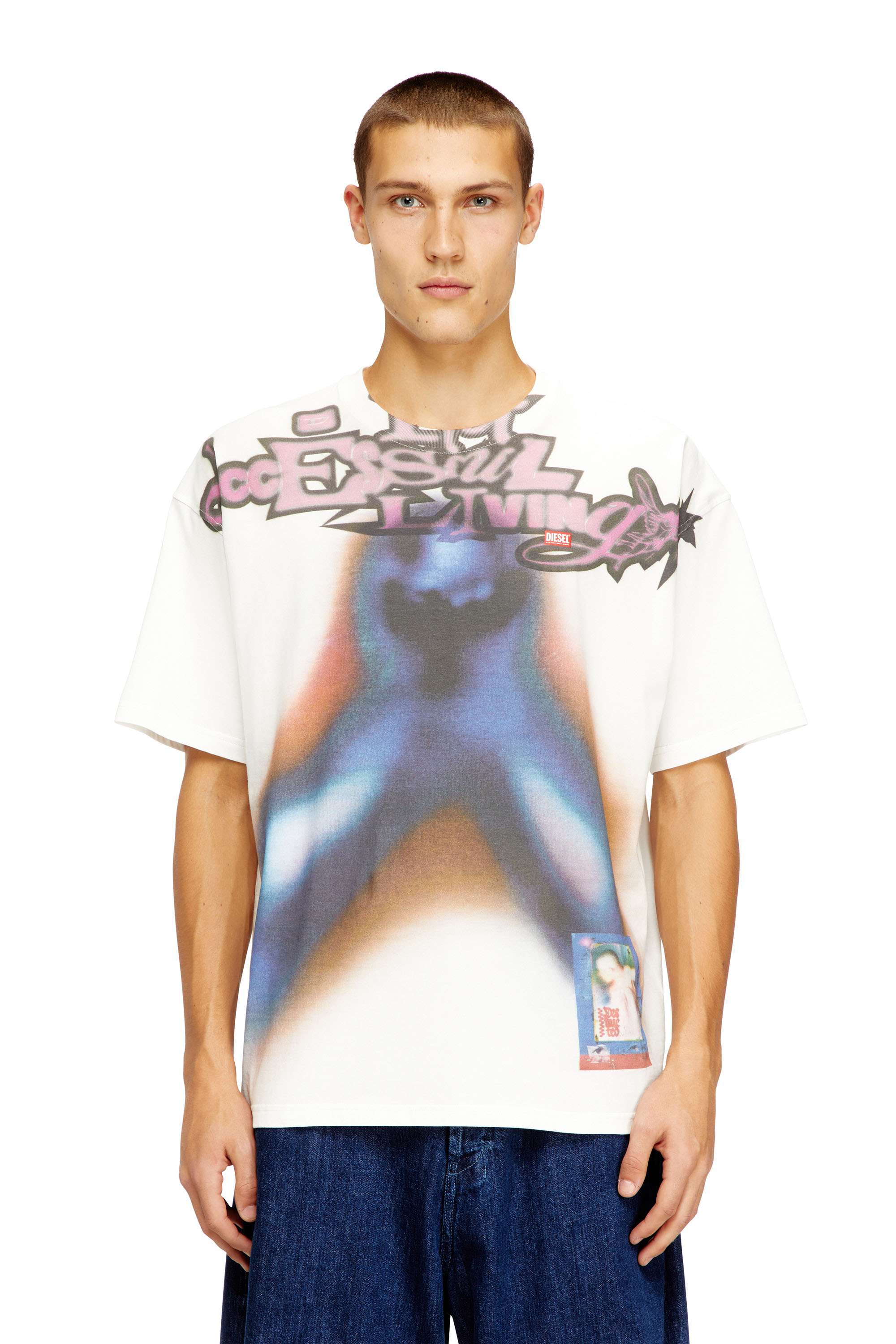 Diesel - T-BOXT-V13, Herren Entspannte Baumwoll-T-Shirt mit Digitaldruck in Blau/Orange - 3