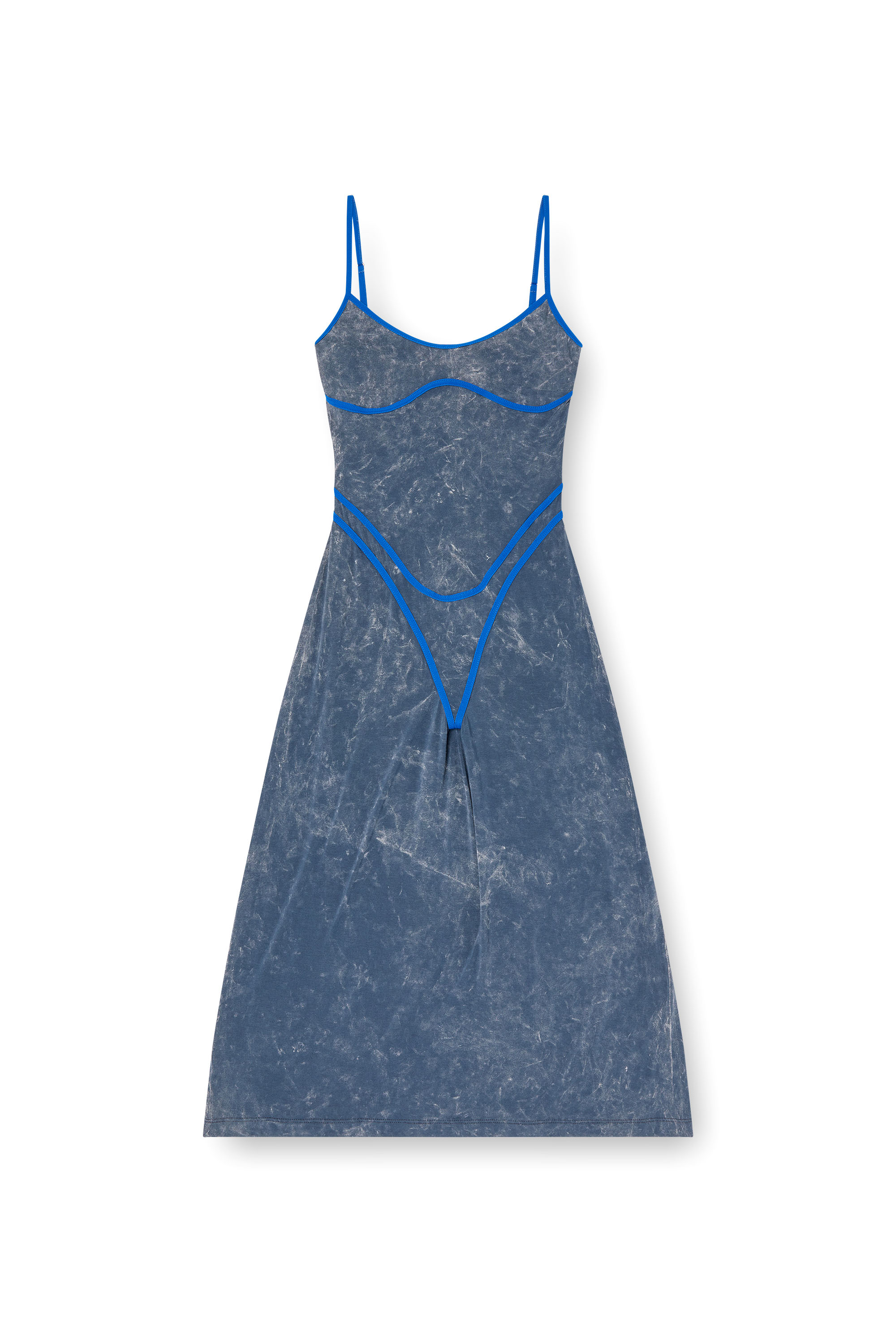 Diesel - D-WOW, Damen Riemchen-Kleid mit Unterwäsche-Detail in Blau - 1