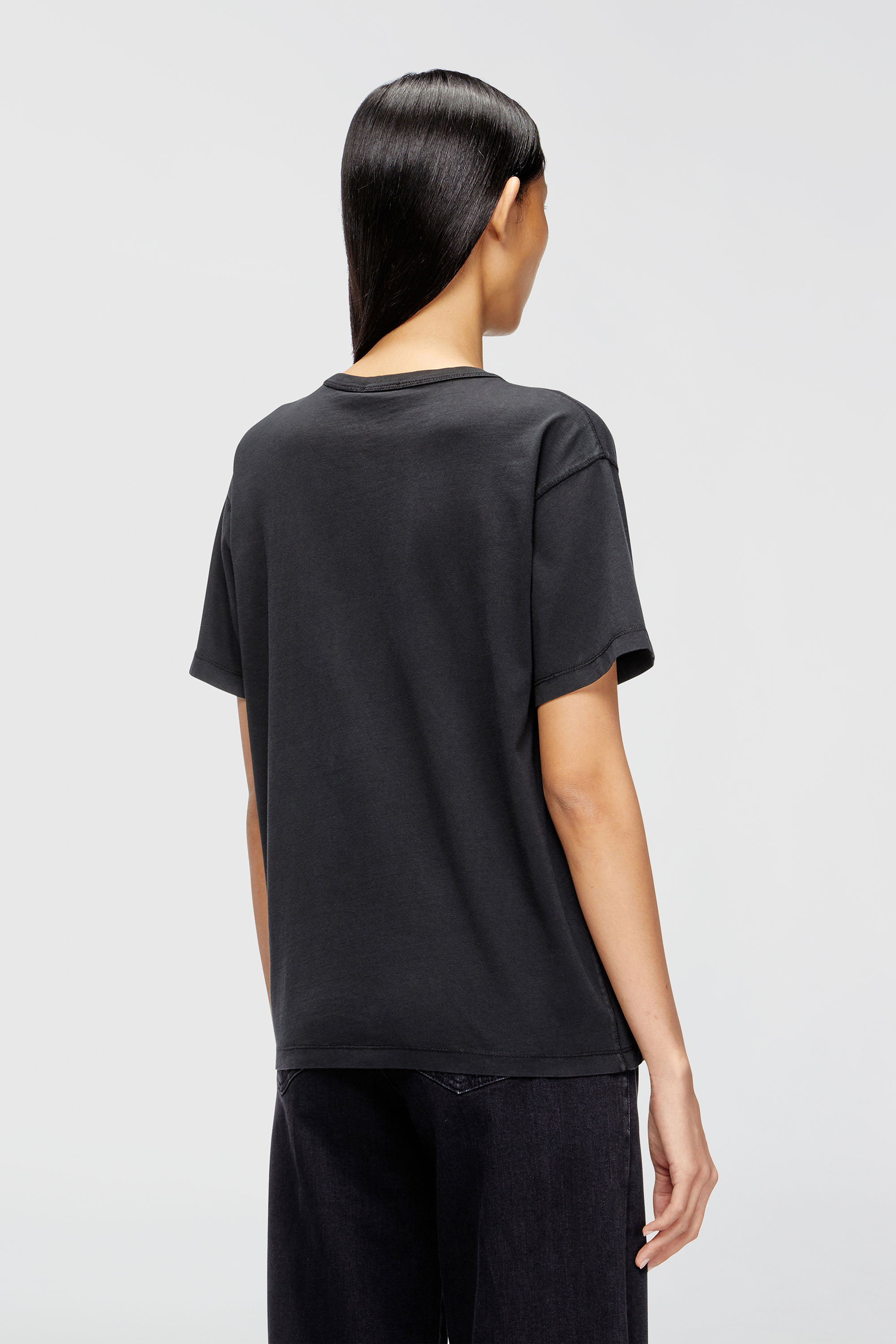 Diesel - T-NORMY-OD-S1, Damen Baumwoll-T-Shirt mit metallischem Oval D in Schwarz - 4