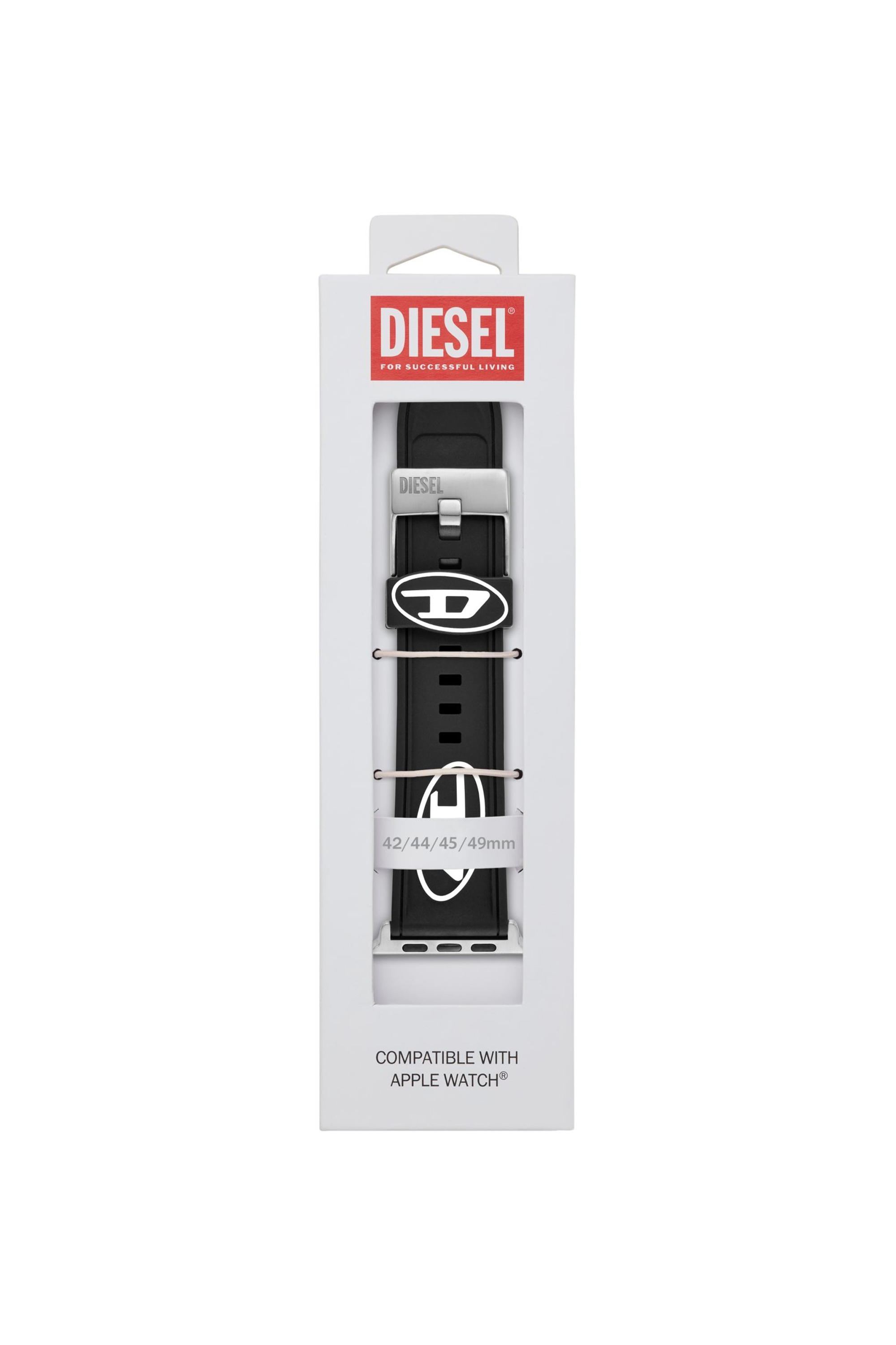 Diesel - DSS0018, Herren Silikonarmband mit Apple Watch®, 42-mm, 44-mm, 45-mm, 49-mm in Schwarz - Image 3