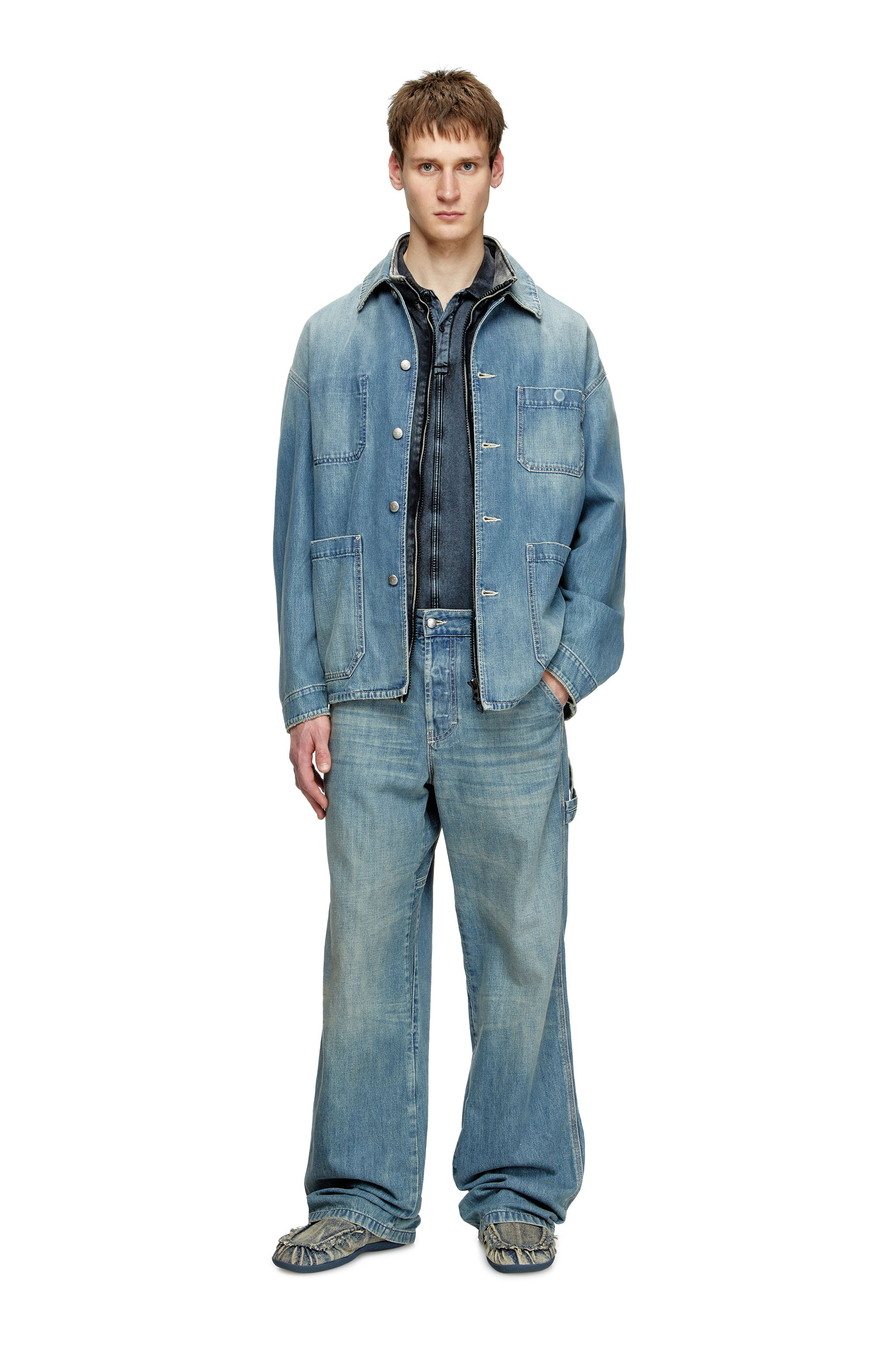 Diesel - D-SHOCK MOC, Herren D-Shock-Loafer aus Denim in vielgetragener Optik in Blau - 2