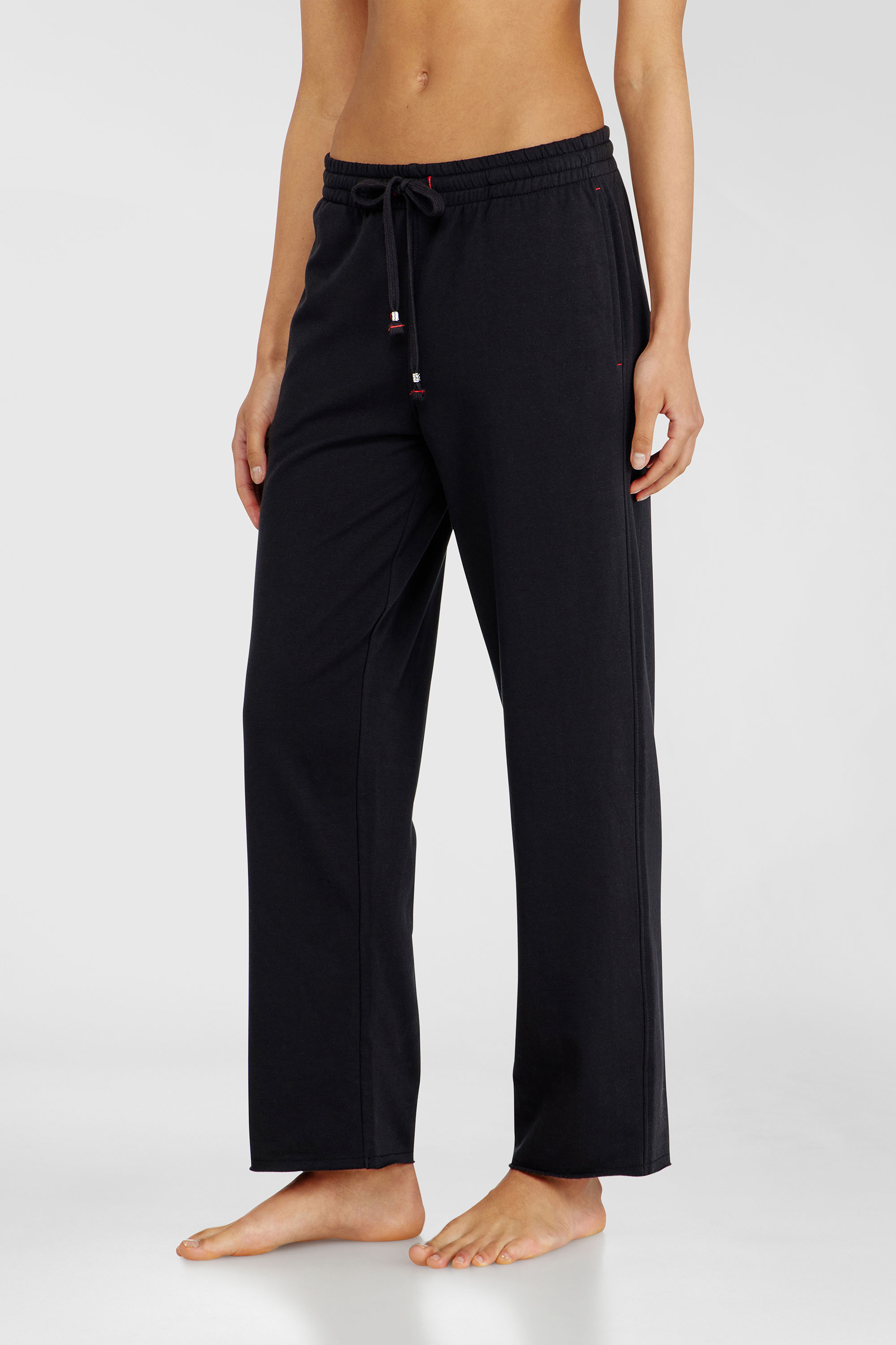 Diesel - INDRA-D-CORE, Damen Aufgeraute Sweathose mit offenen S&auml;umen in Schwarz - 1
