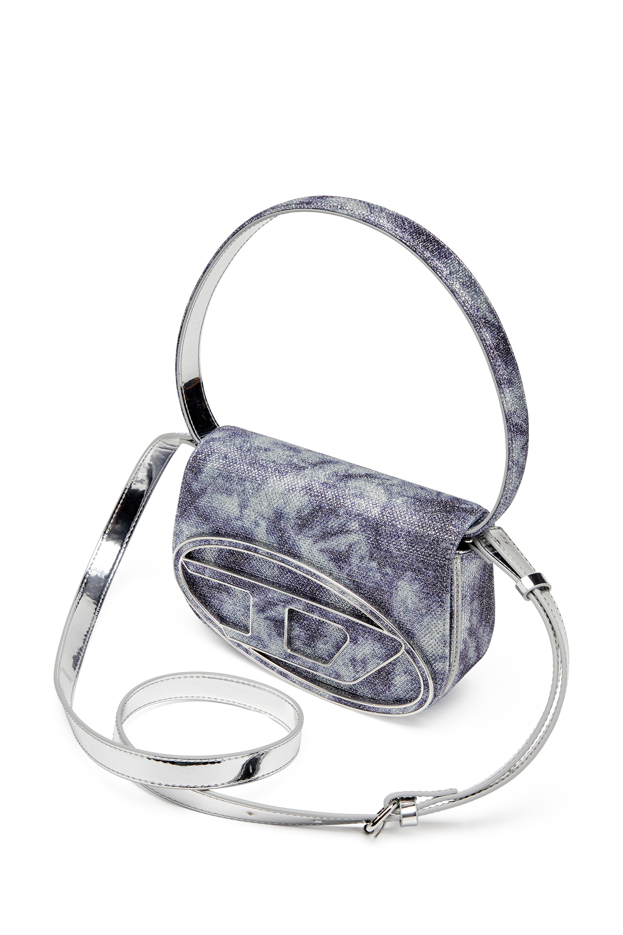 Diesel - 1DR, Damen Ikonische Schultertasche aus schimmerndem Stoff in Blau - 5