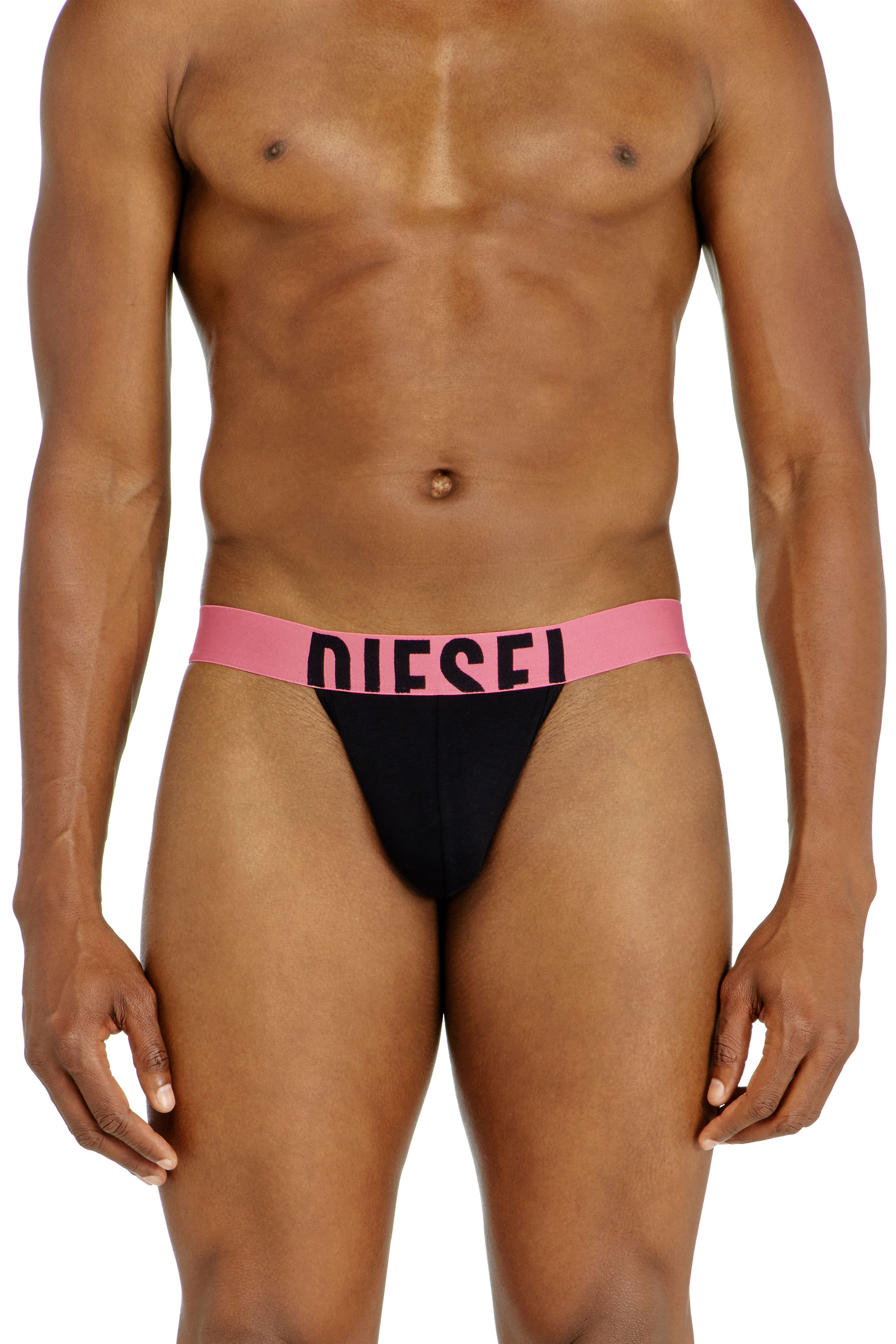 Diesel - FRITZ-D-POP-3PACK, Herren Dreierpack Tangas mit markantem Logo-Bund in Schwarz/Rosa - 1