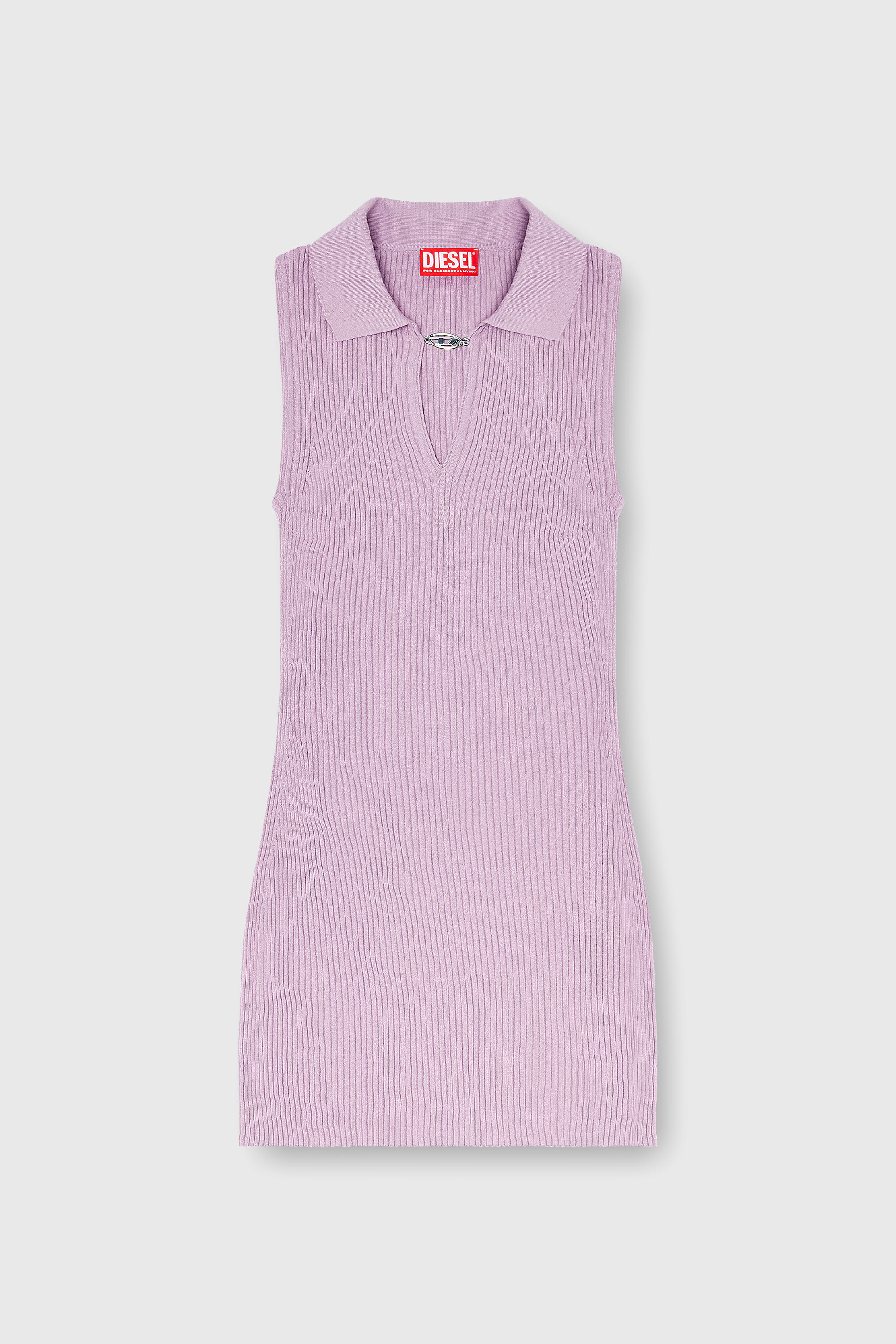 Diesel - M-LILMA, Damen Kurzes Polokleid aus Seidenmischung in Rippstrick in Rosa - 2