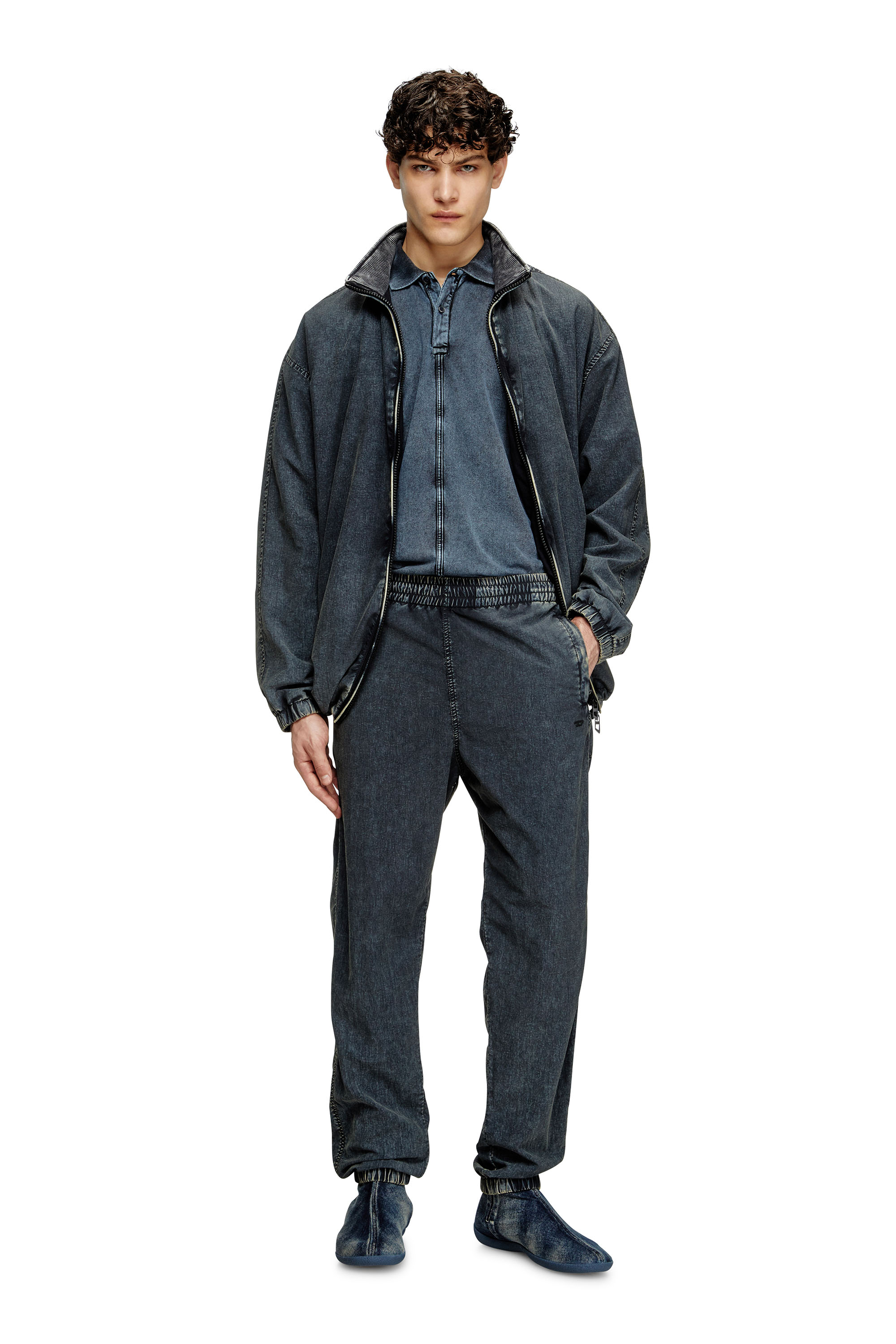 Diesel - T-NOMELY, Herren Poloshirt aus Jersey in Denim-Optik in Dunkelblau - 2