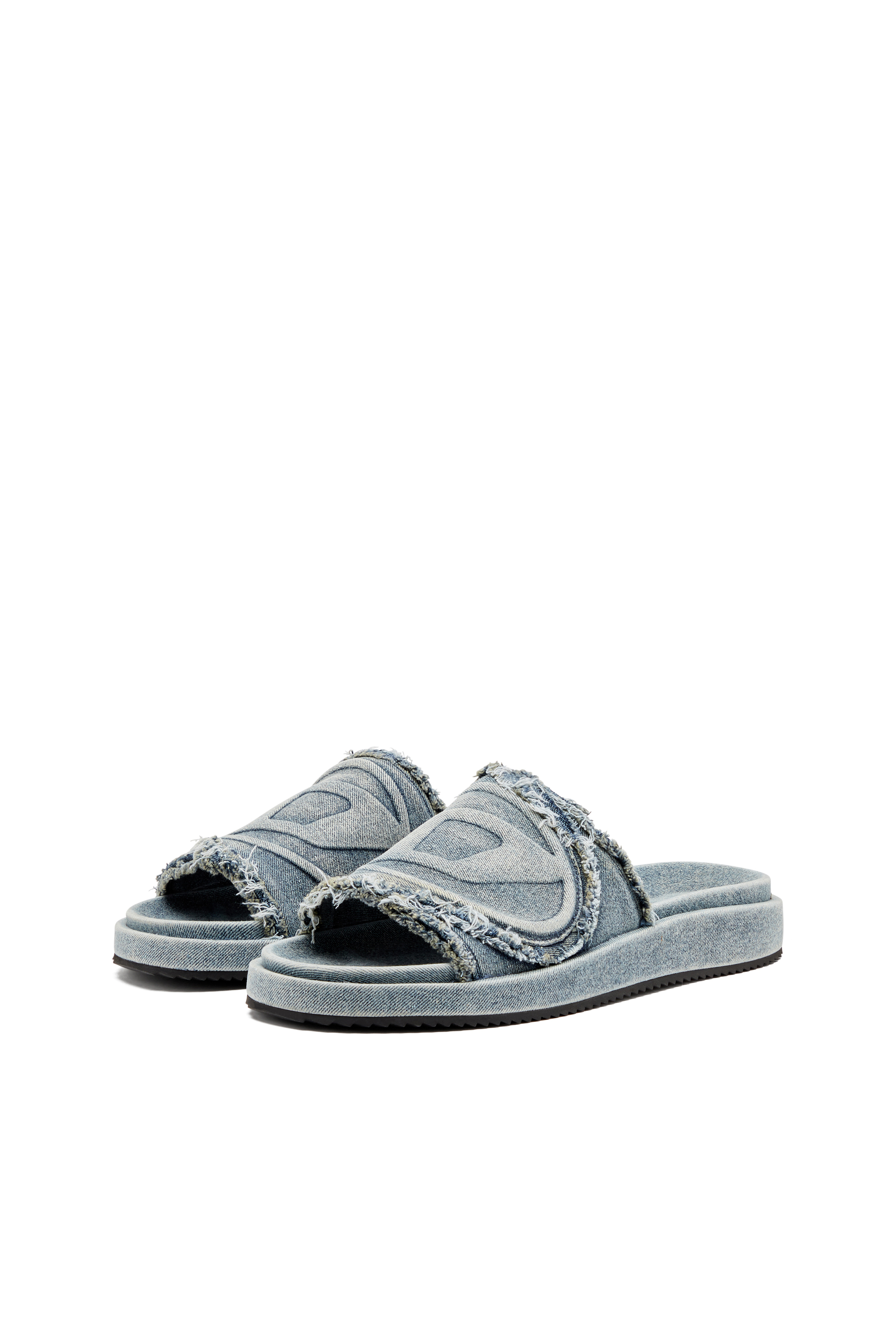 Diesel - SA-SLIDE D OVAL, Unisex Sa-Slide D-Slides aus vielgetragenem Denim in Hellblau - 8