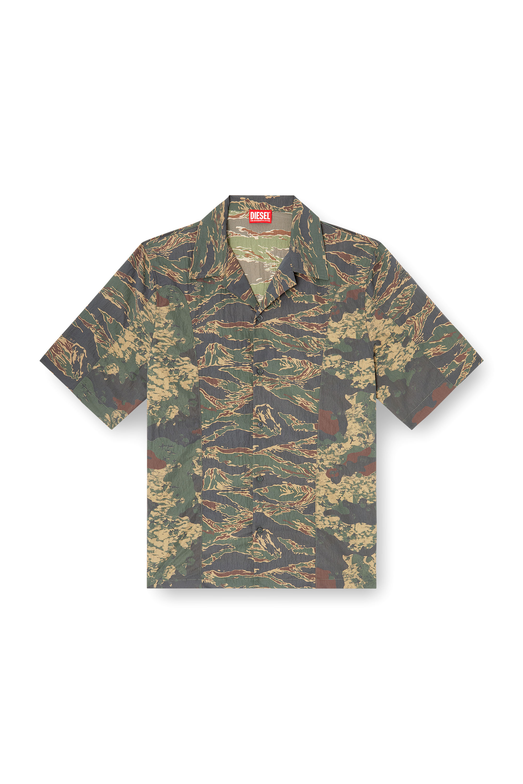 Diesel - S-BRACK-EPBW, Herren Hemd mit gemischten Camo-Prints in Armeegrün - 2