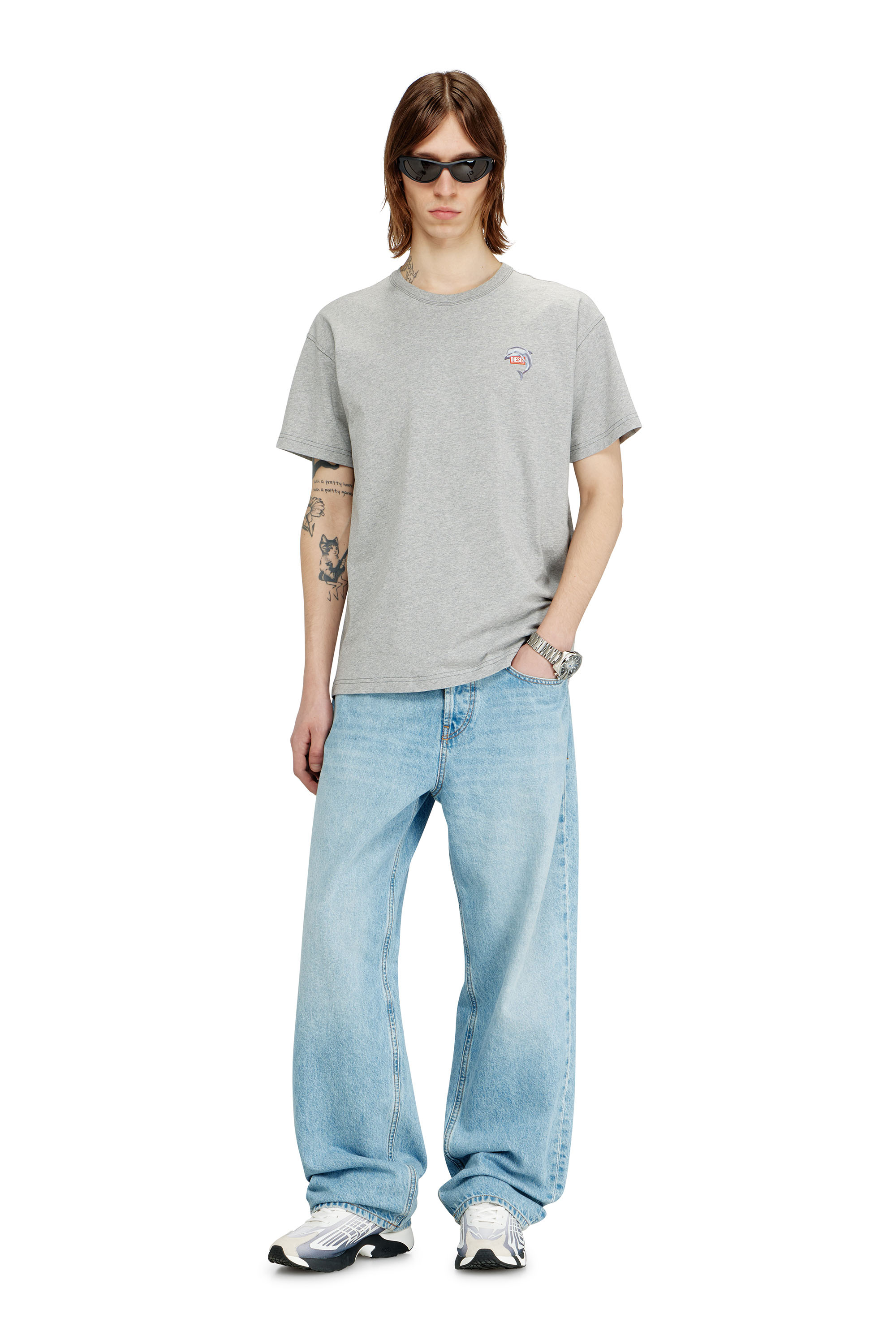 Diesel - T-NORM-DOLPHIN, Herren T-Shirt mit Delfin- und Logo-Print in null - 1