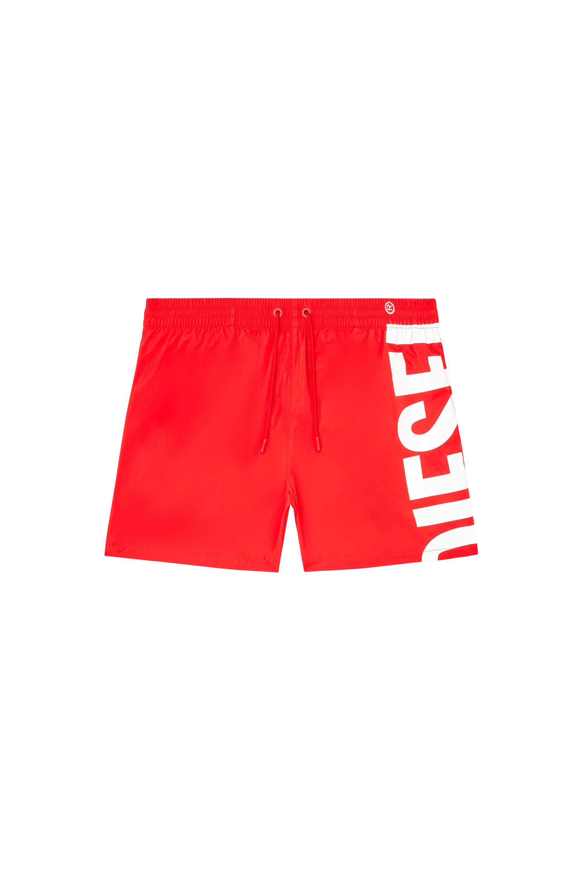 Diesel - RIO-41-D-CORE, Herren Mittellange Bade-Shorts mit Maxi-Logo in Rot/Weiss - 4