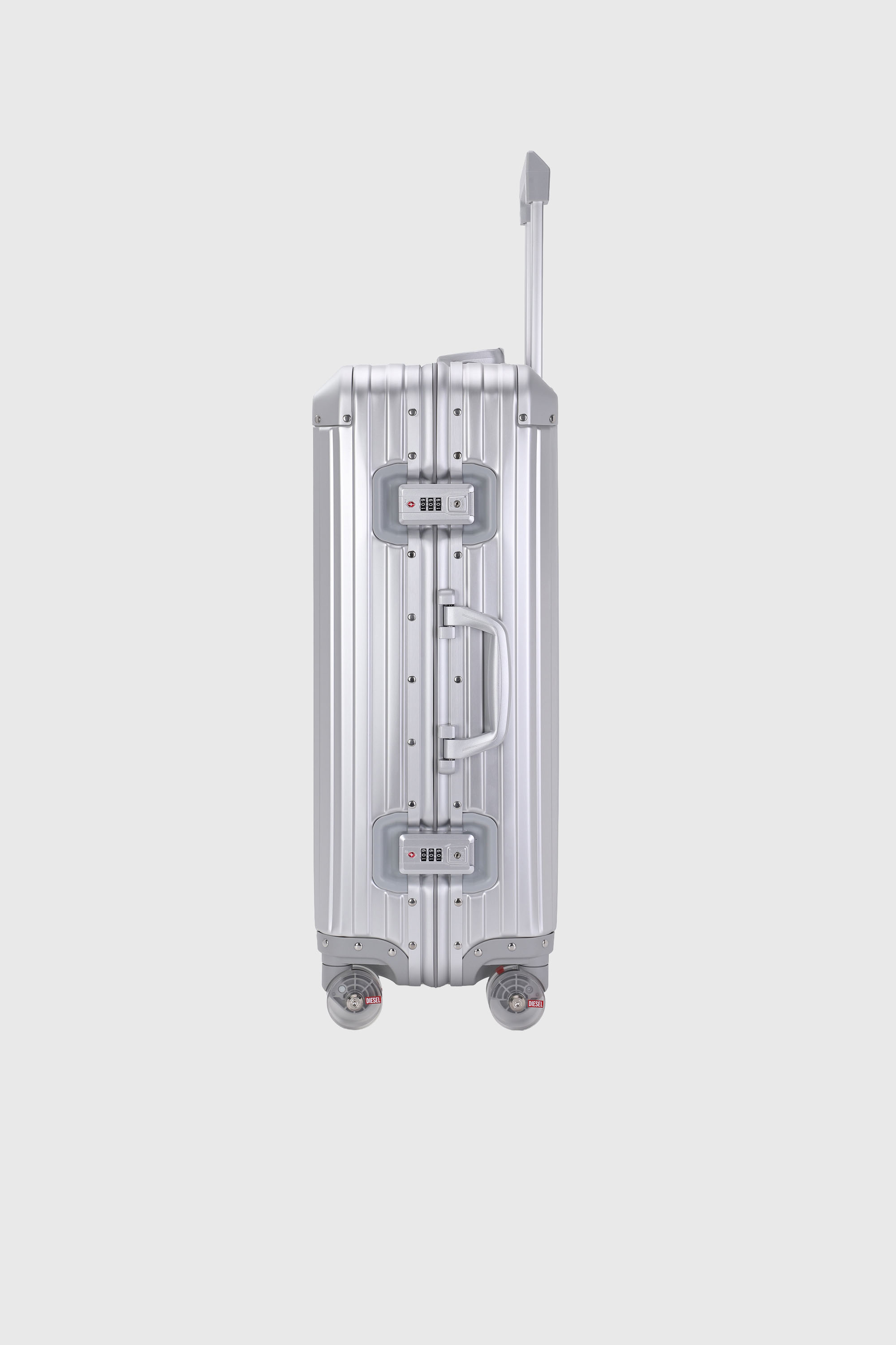 Diesel - DIESEL ALUMINUM TROLLEY- DSL002, Unisex Koffer aus Aluminium Gr&ouml;&szlig;e M in Silber - 4