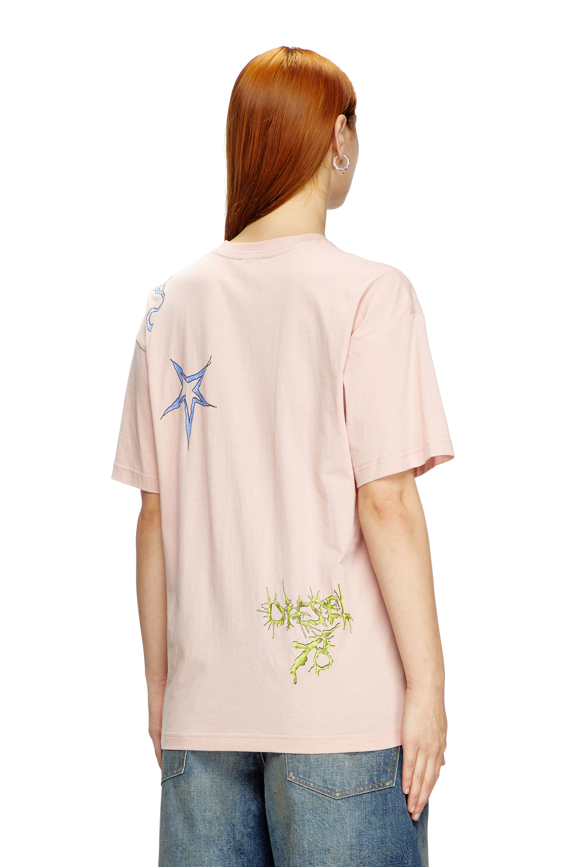 Diesel - T-BUXT-Q1, Damen T-Shirt mit Grafik-Print in Rosa - 4