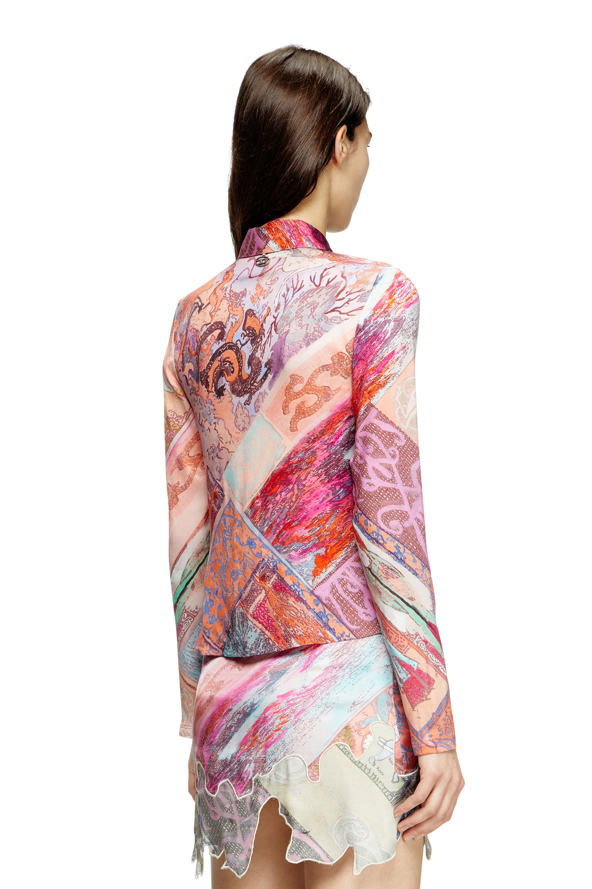 Diesel - C-AMELIA, Damen Hemd aus Stretch-Viskose mit Wappen-Print in Rosa - 4