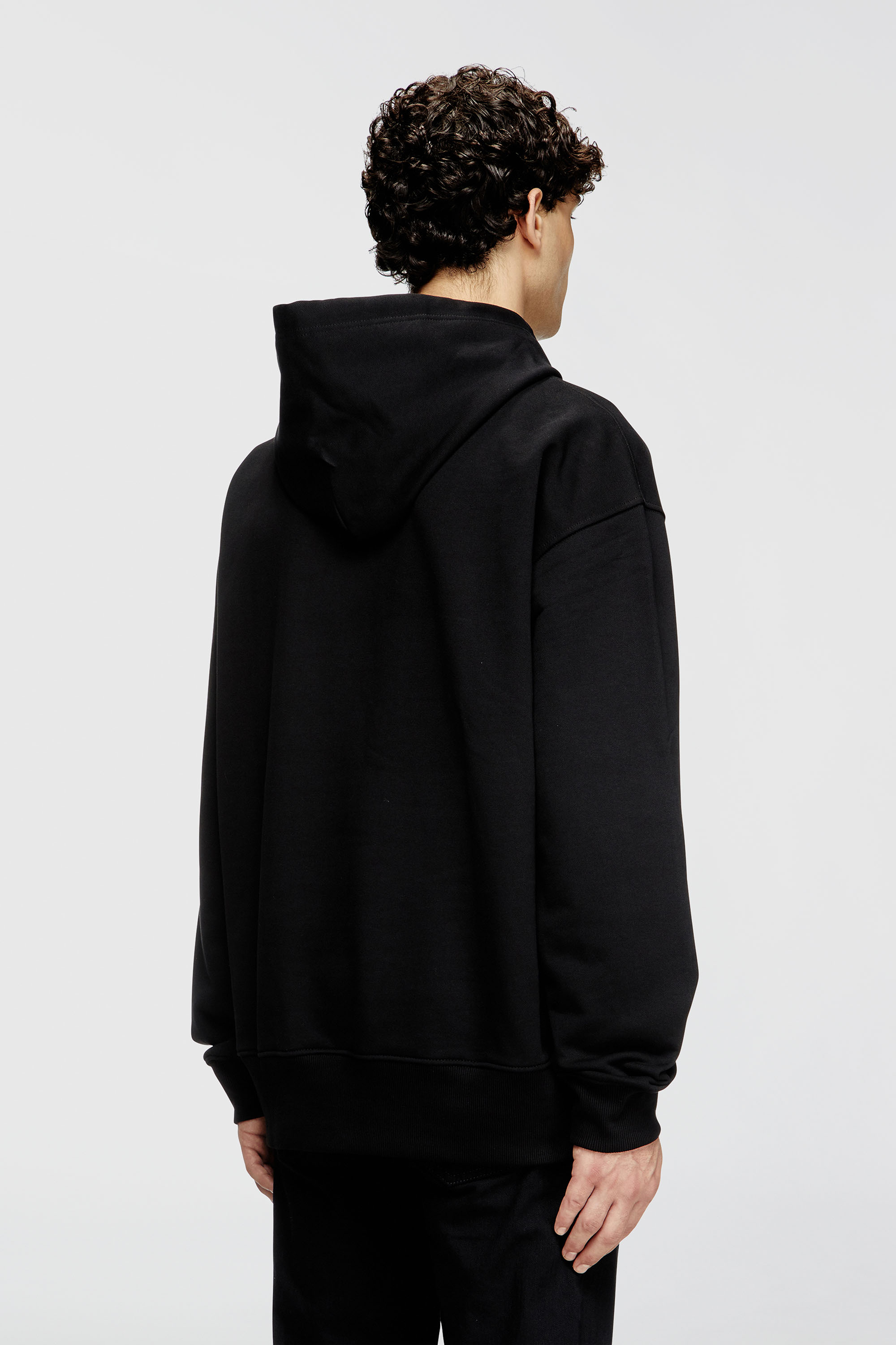 Diesel - S-MACS-HOOD-OD, Herren Hoodie in &Uuml;bergr&ouml;&szlig;e mit Metallic-Logo in Schwarz - 4