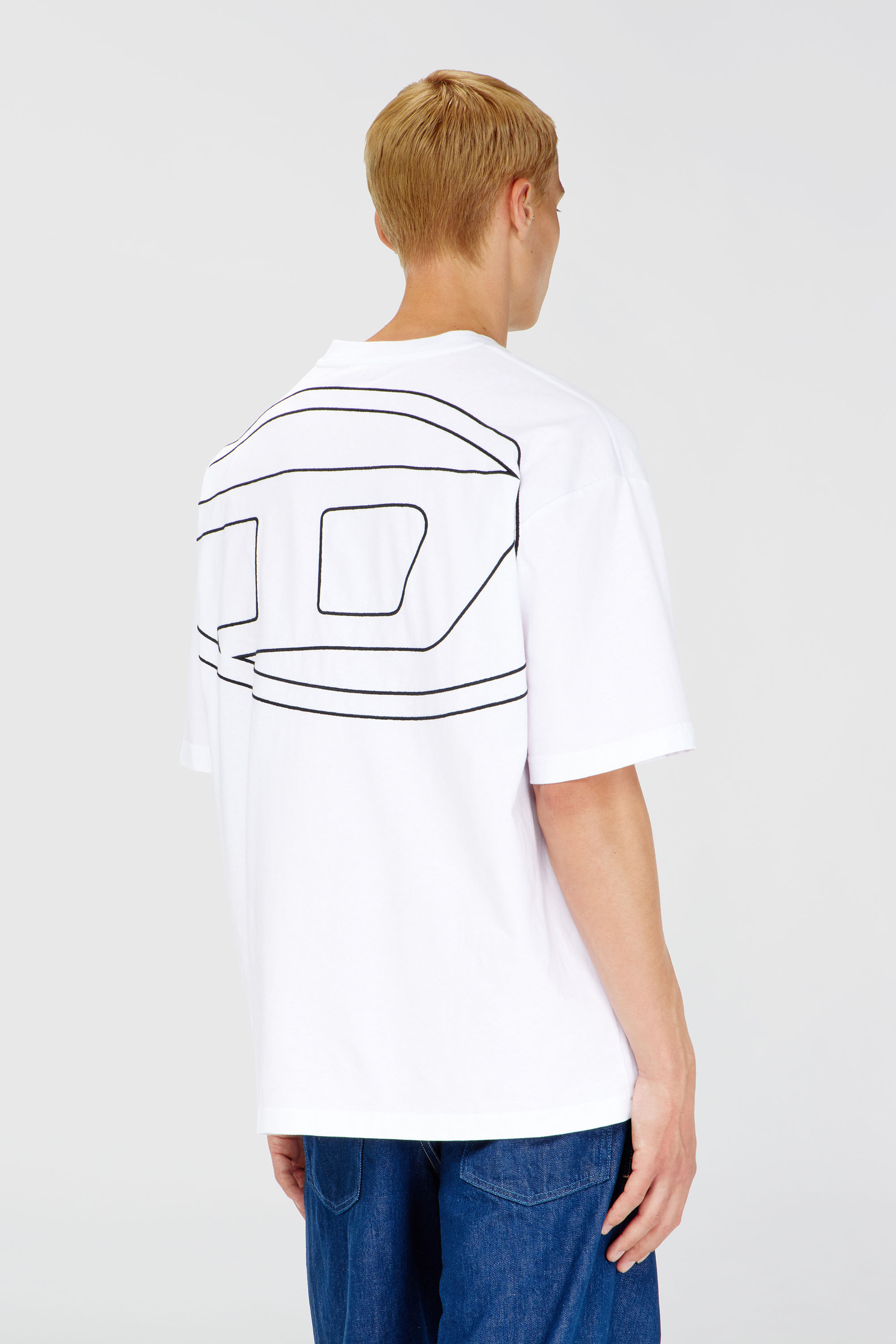 Diesel - T-BOGGY-MEGOVAL-D, Herren T-Shirt mit gro&szlig;er Oval D-Stickerei in Wei&szlig; - 4