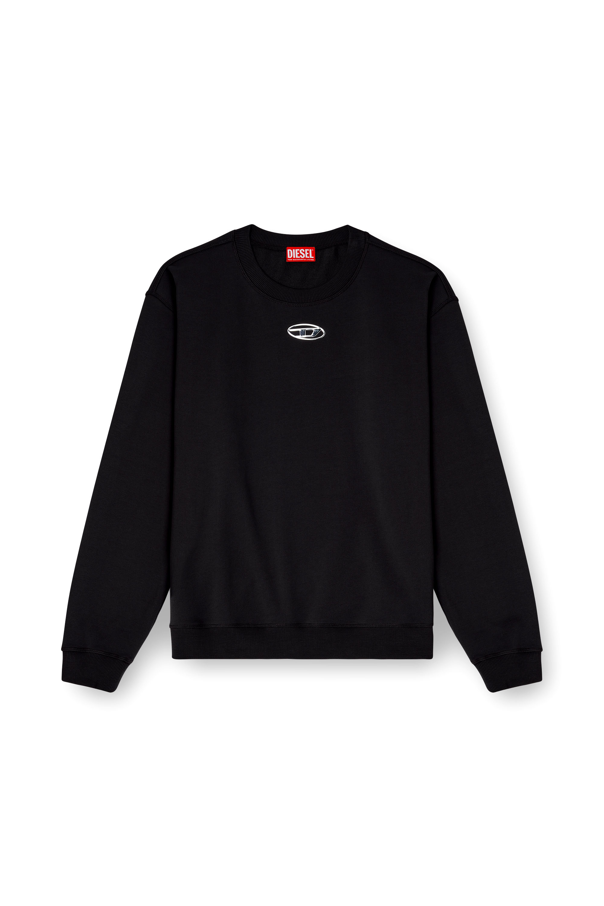 Diesel - S-NORM-IOD, Herren Normaler Pullover mit metallischem Oval D in Schwarz - 2