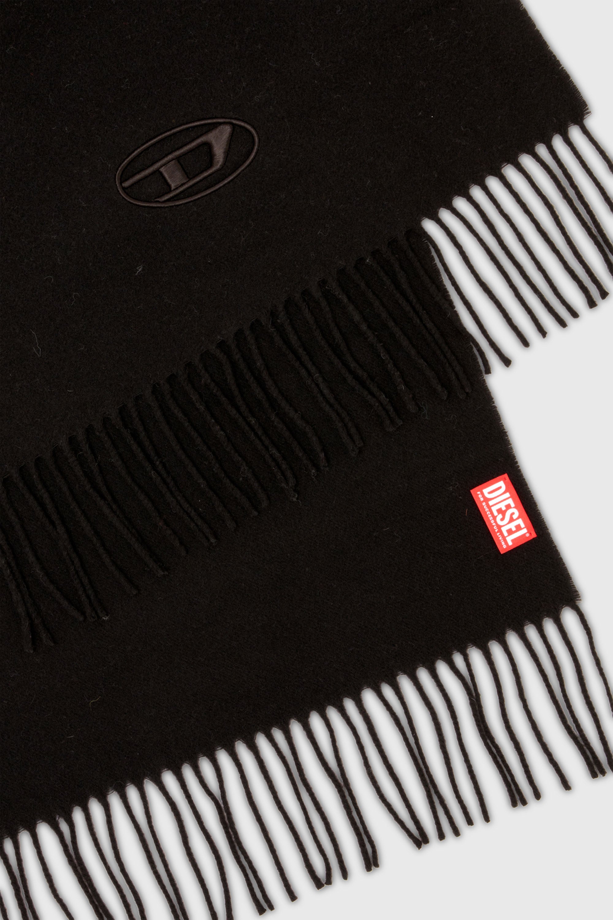 Diesel - S-IMON-D-LONG, Unisex Schal aus Wollmischung mit Fransenabschl&uuml;ssen in Schwarz - 3