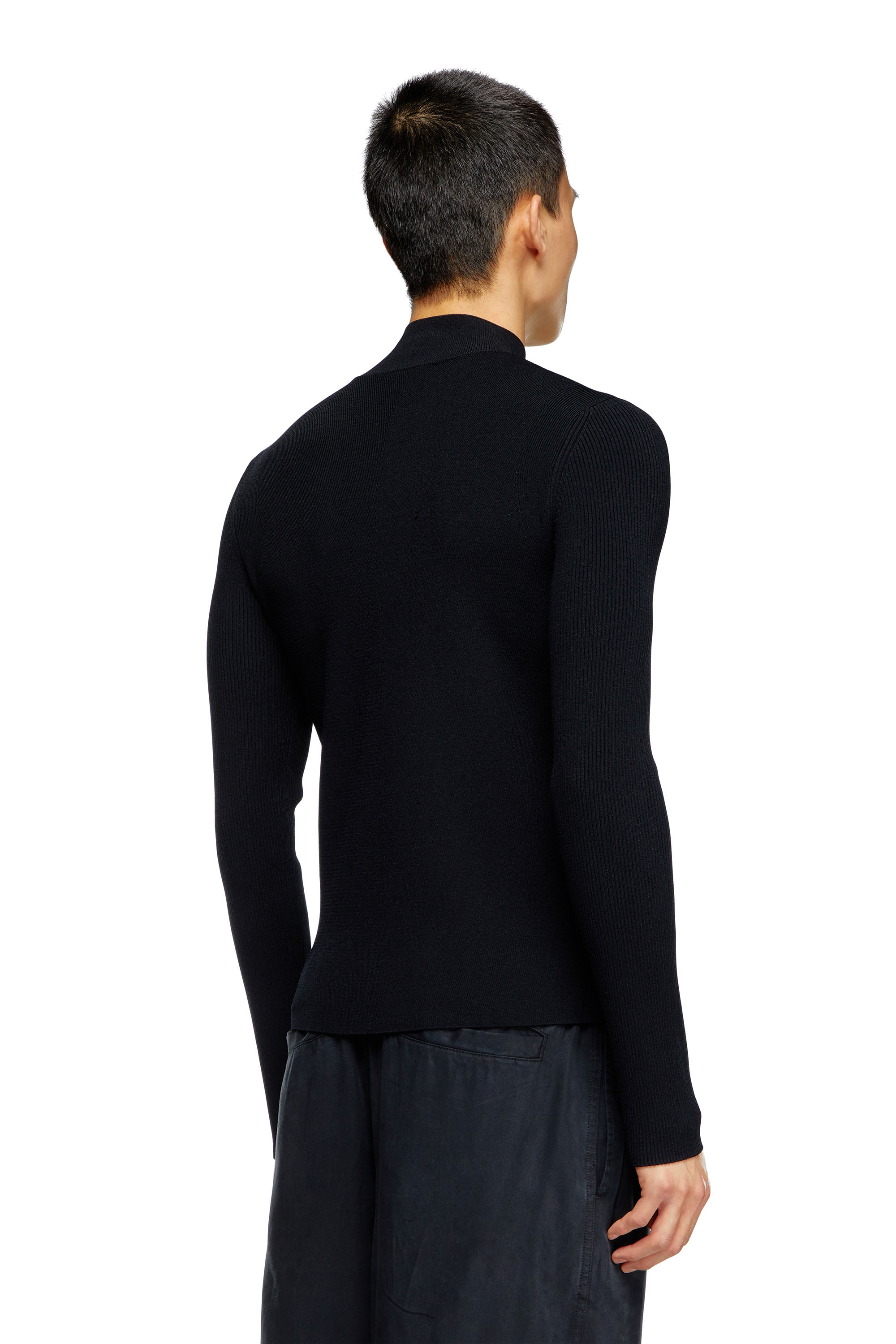 Diesel - K-ZACKARY, Herren Pullover mit Wasserfallausschnitt und Oval D in Schwarz - 4