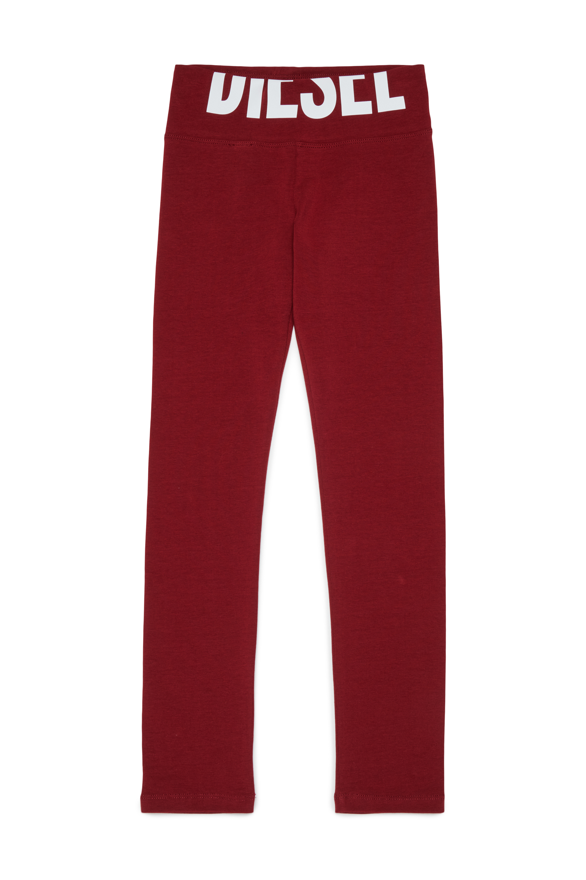 Diesel - PCEFY, Damen Baumwoll-Leggings mit abgeschnittenem Logo in Rot - 1