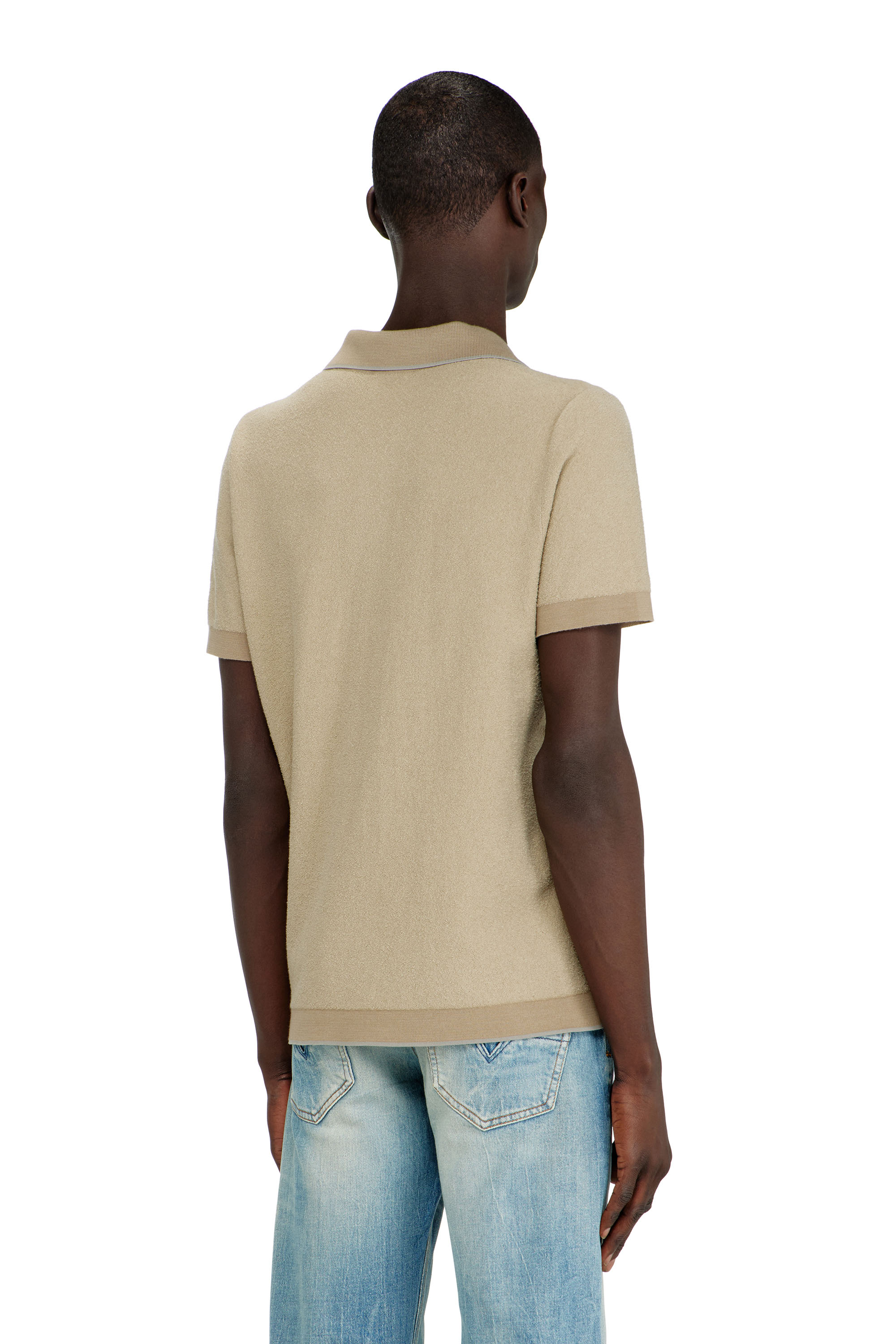 Diesel - K-RAILES, Herren Poloshirt aus Boucl&eacute;-Strick mit Phoenix-Logo in Beige - 4